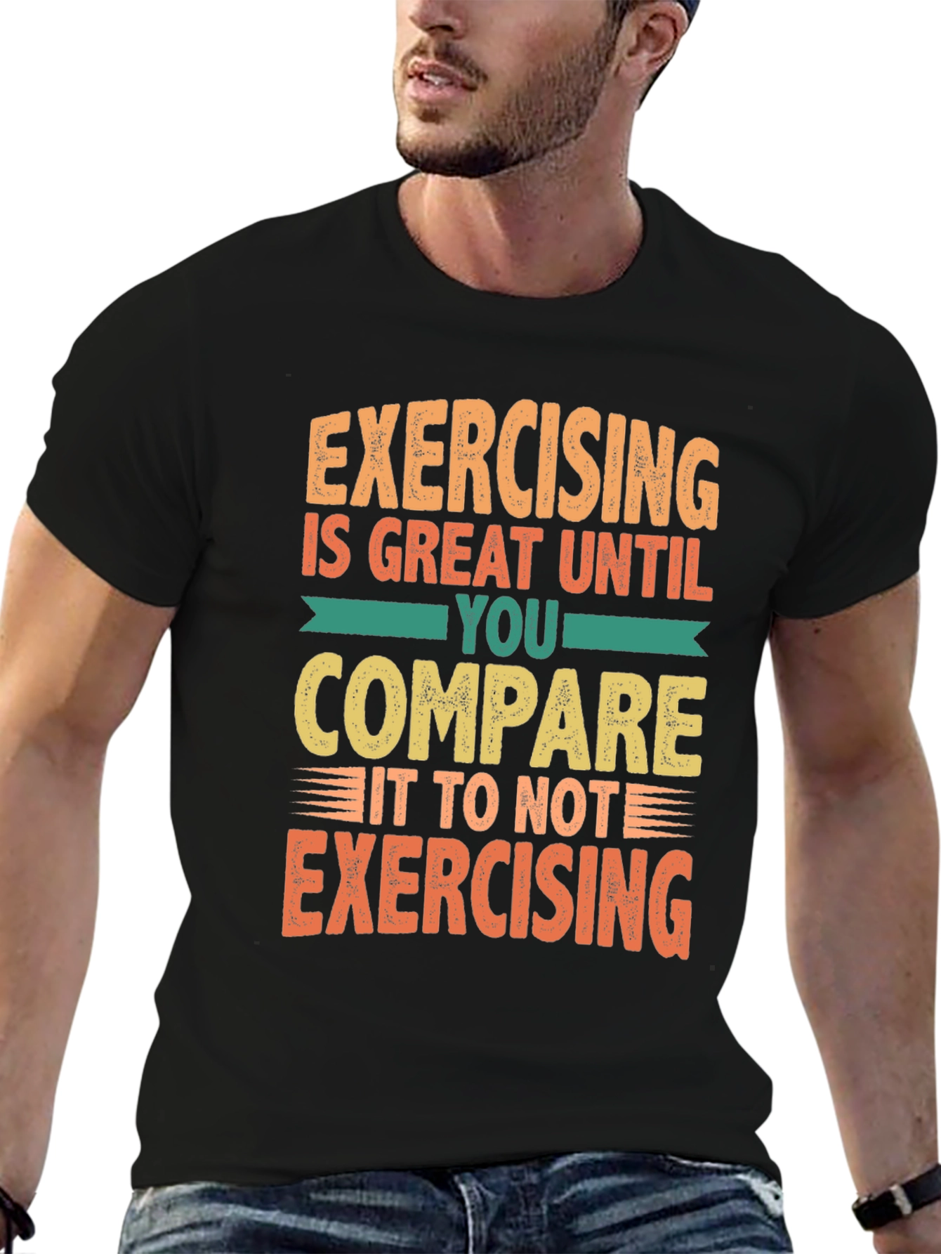 Black Funny Exercising T-Shirt view 6