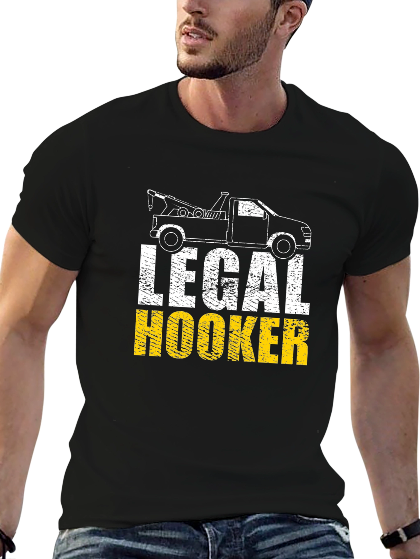 Black Legal Hooker T-Shirt - Tow Truck Humor view 6
