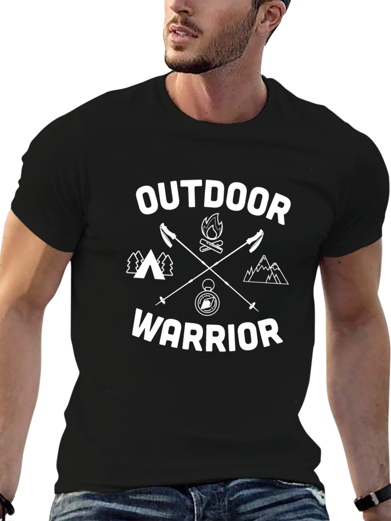 Black Outdoor Warrior Graphic Tee - Black view 6