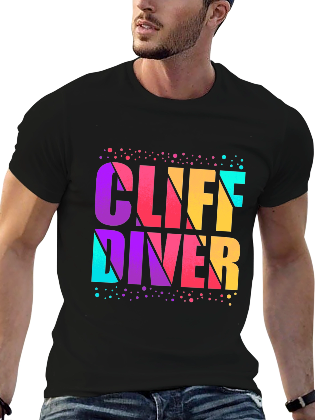 Black Cliff Diver Graphic T-Shirt - Vibrant Design view 6