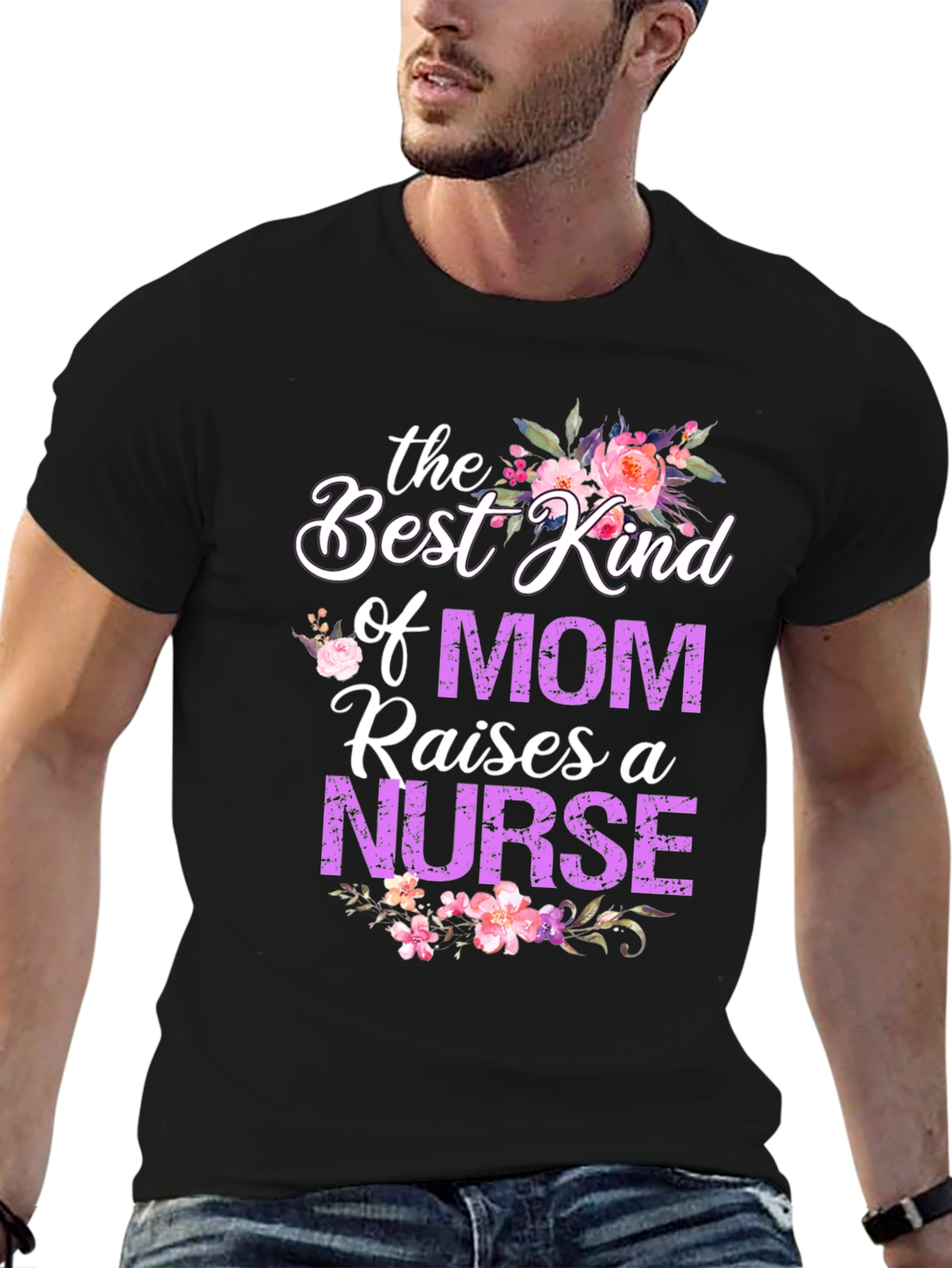 Black Best Kind of Mom Nurse T-Shirt view 6