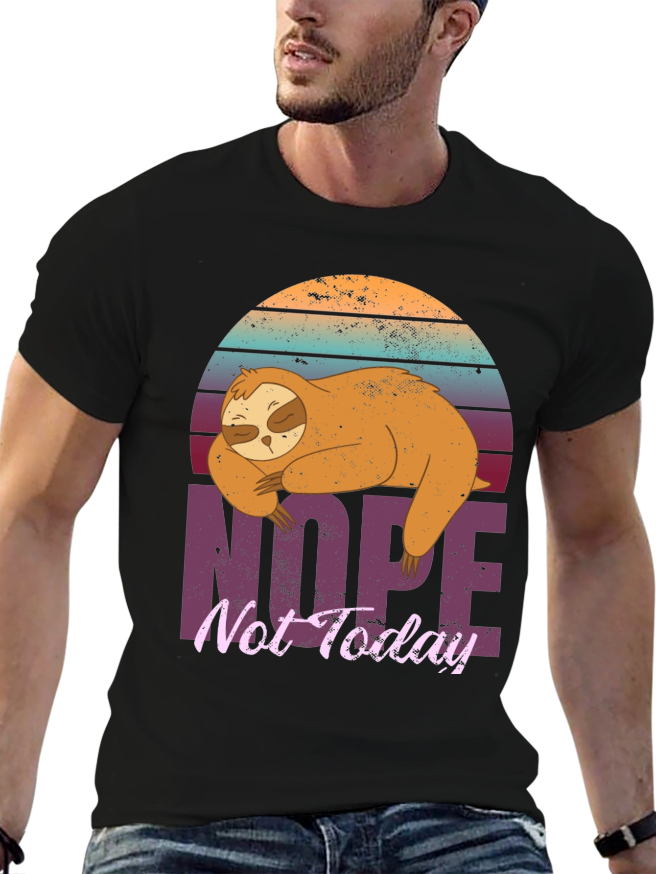 Black Sloth Nope Not Today Graphic T-Shirt view 6
