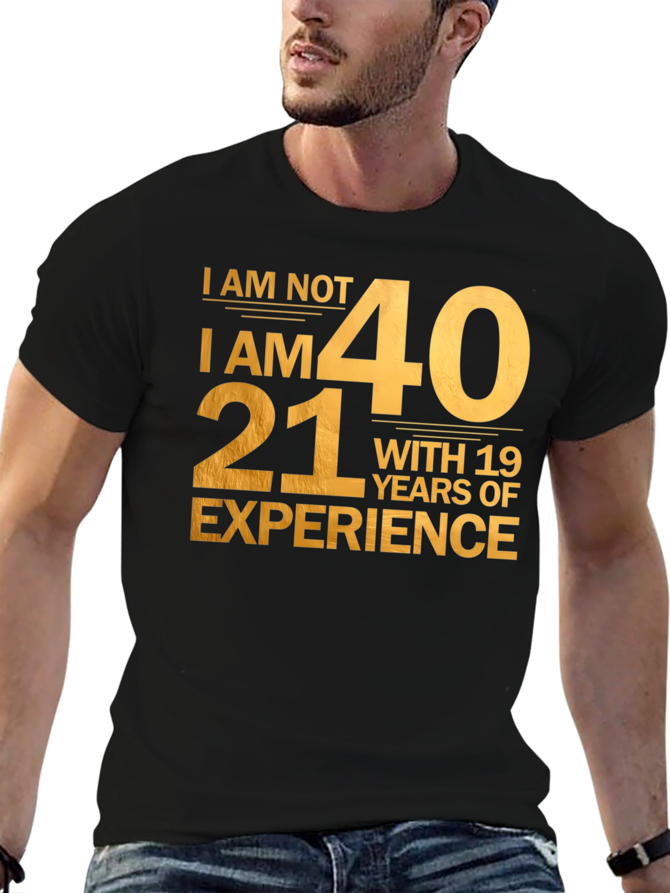 Black Funny 40th Birthday T-Shirt - 21 with 19 Years Experience view 6