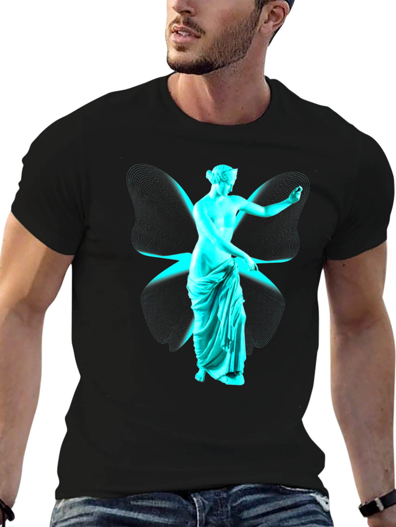 Black Statue Graphic Print T-Shirt view 6