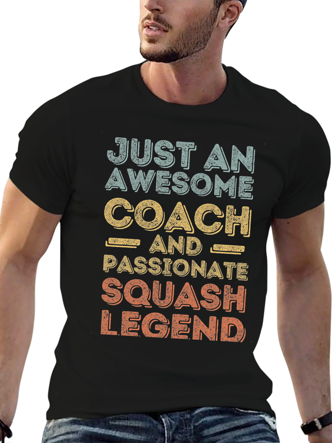 Black Awesome Squash Coach Legend Tee view 6