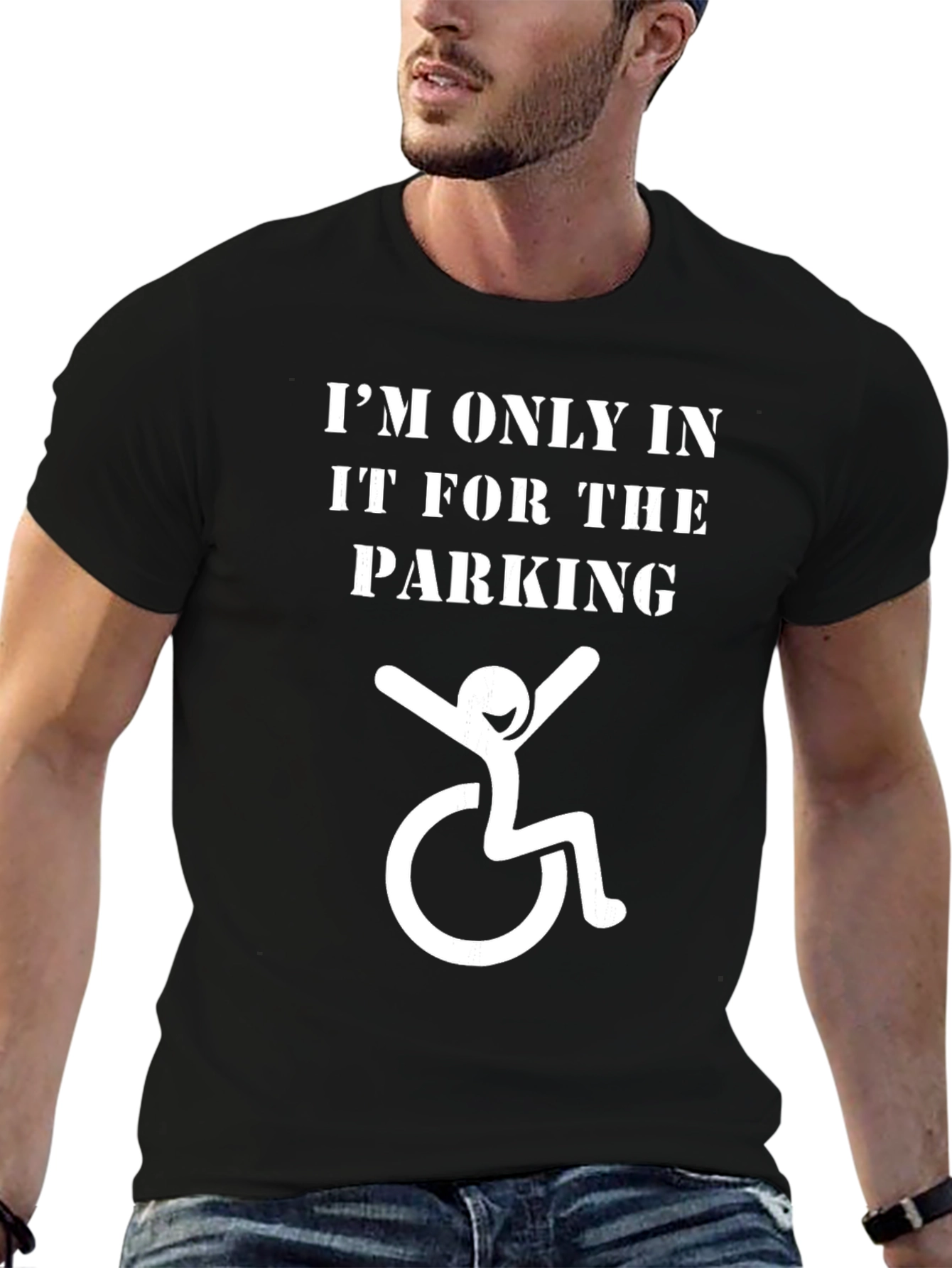 Black Funny Handicap Parking T-Shirt view 6
