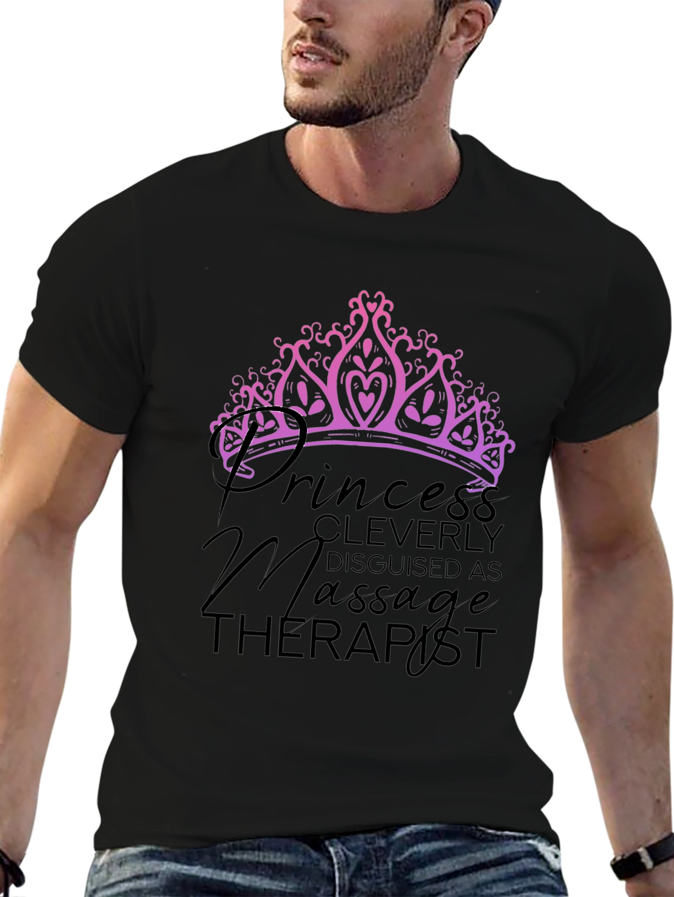 Black Princess Massage Therapist Black T-Shirt view 6