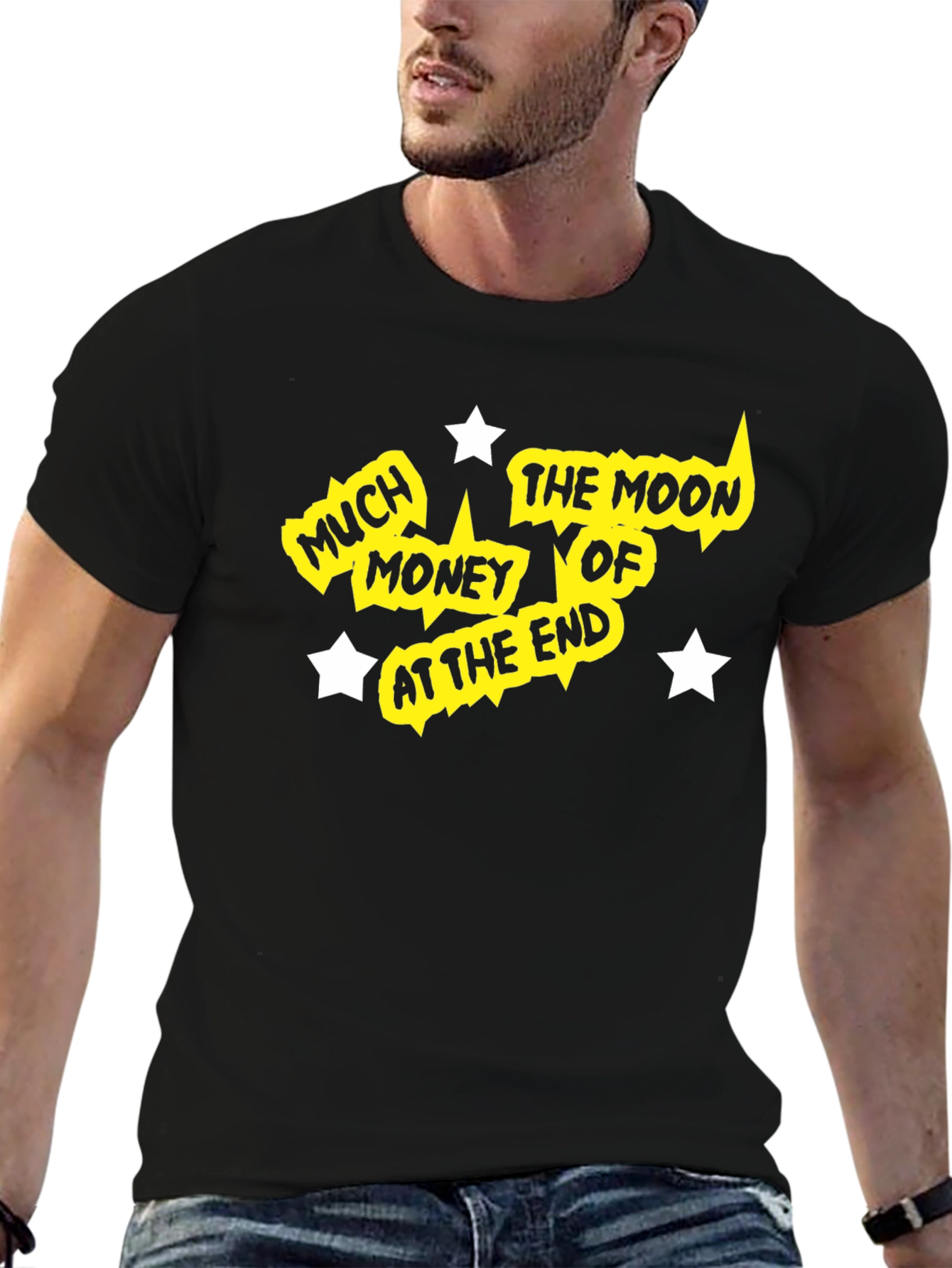 Black Much Money the Moon Graphic Tee - Black view 6
