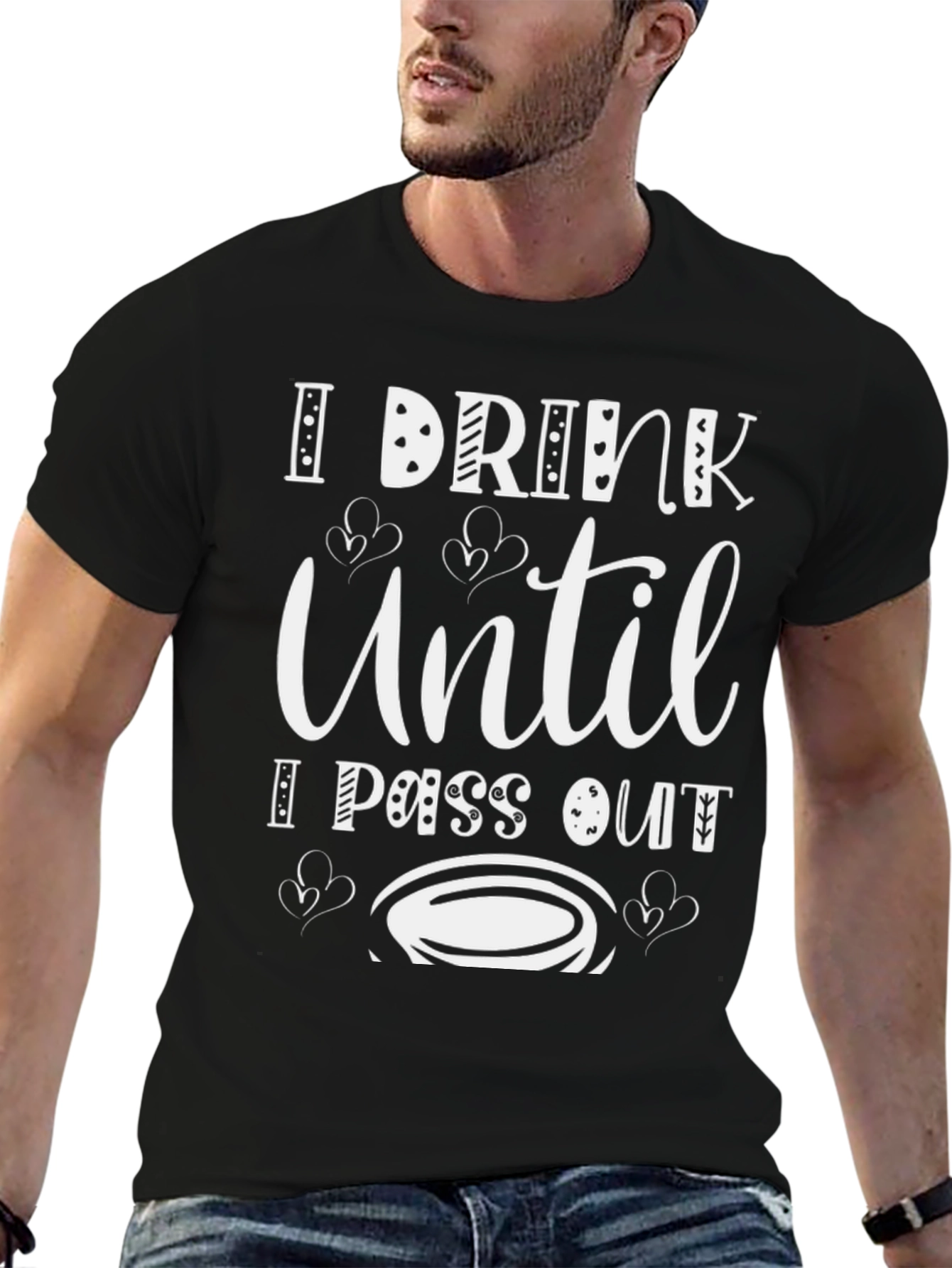 Black I Drink Until I Pass Out Black T-Shirt view 6