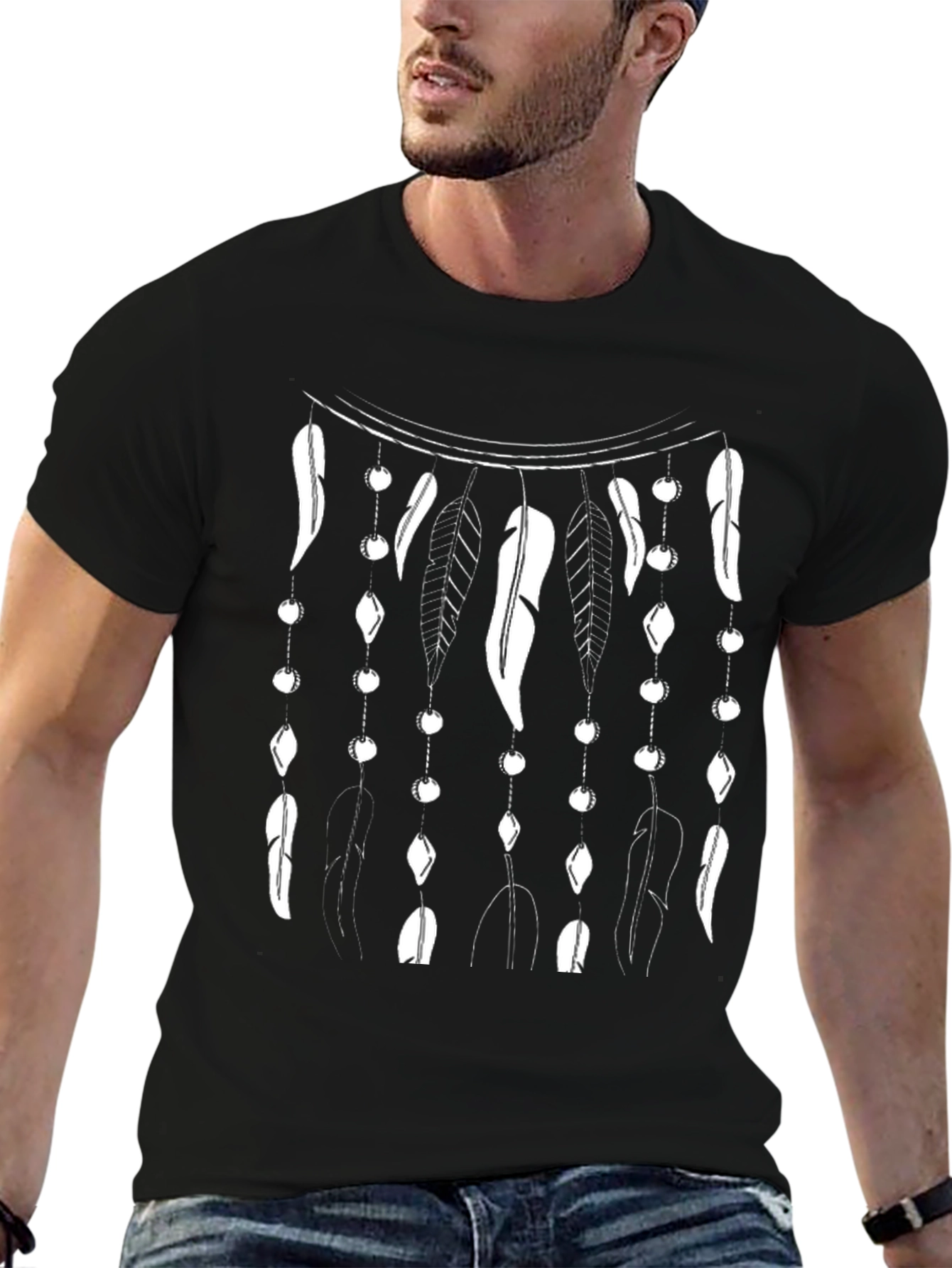 Black Dreamcatcher Graphic Tee - Black Cotton Blend view 6
