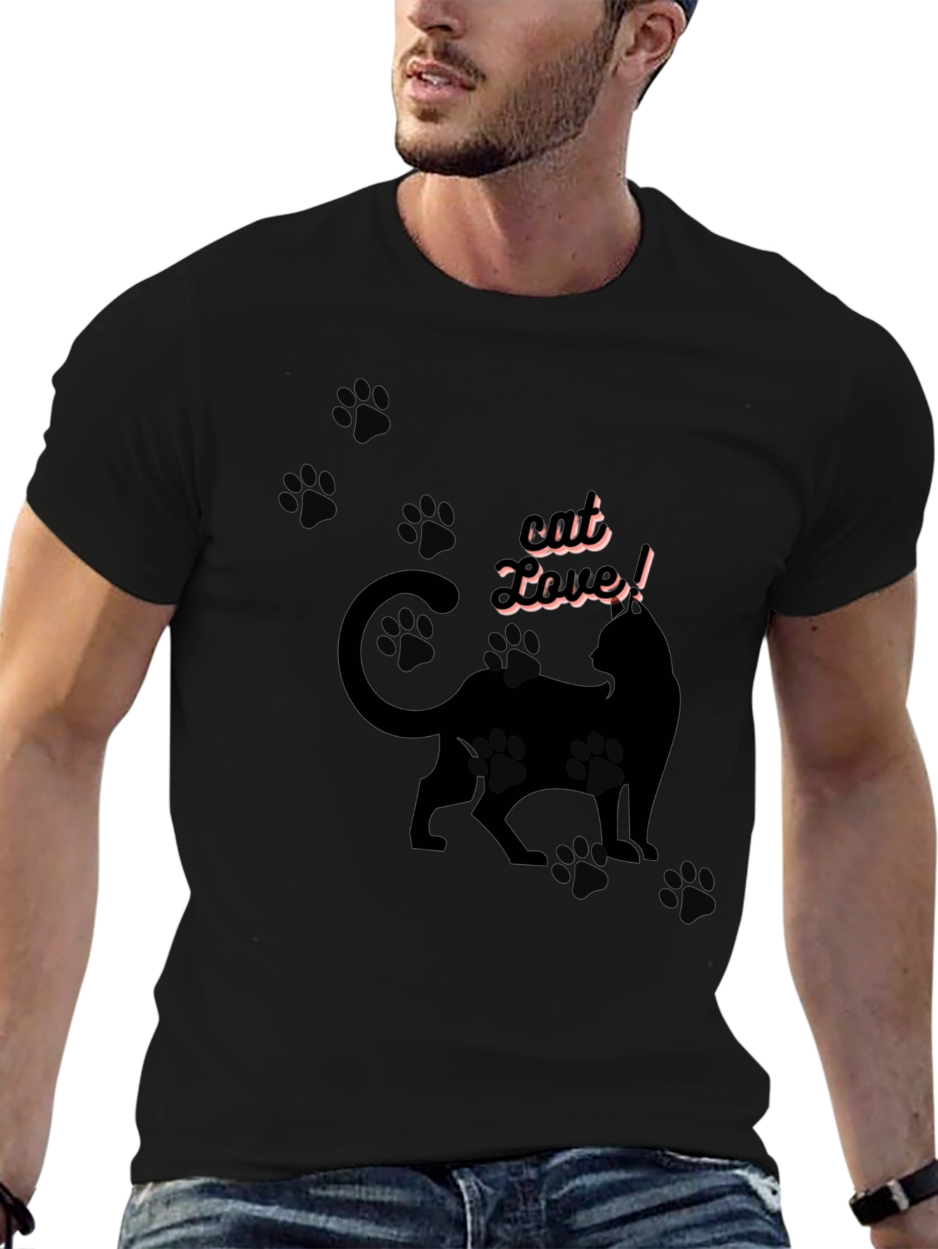 Black Cat Lover T-Shirt - Black Cat Design view 6