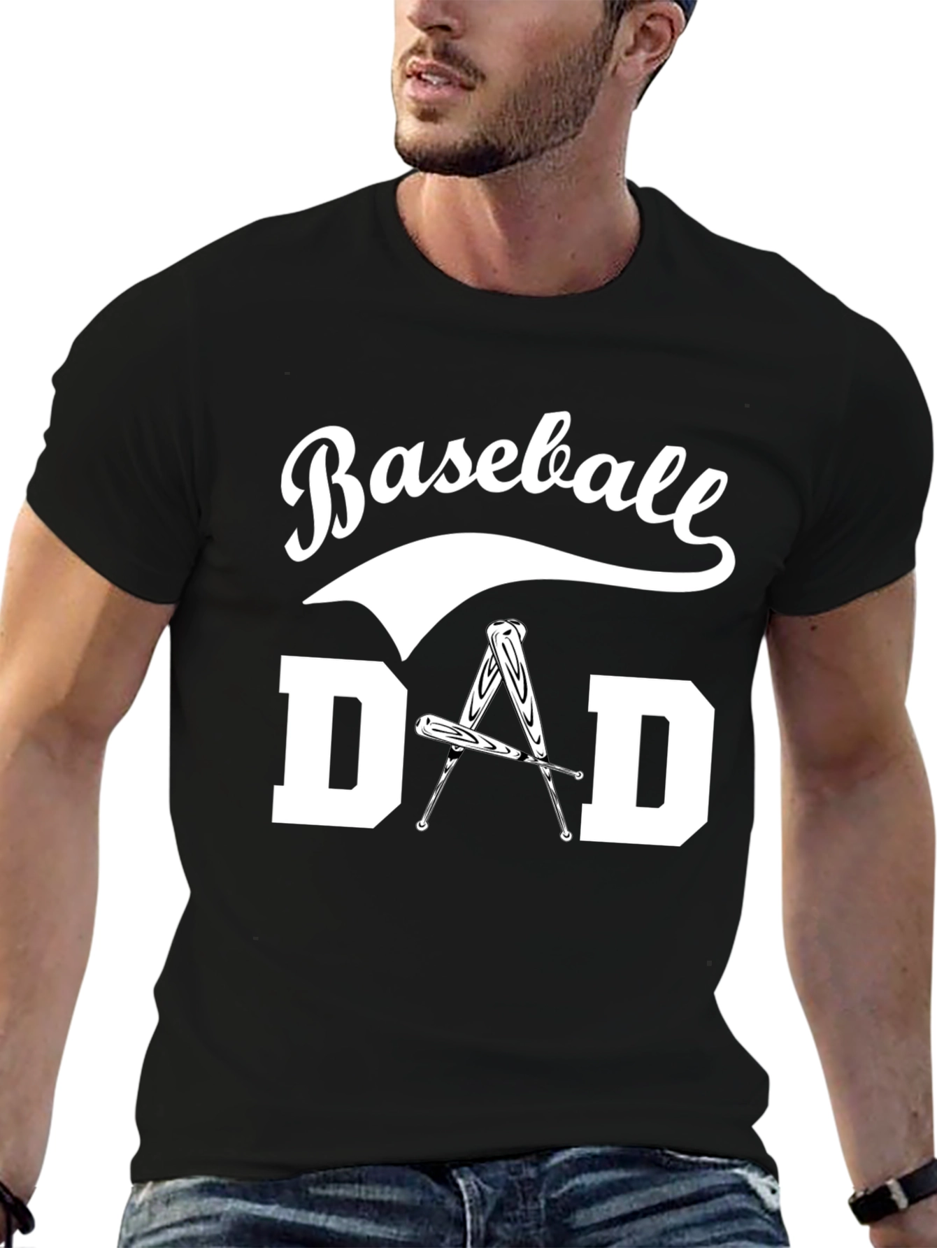 Black Baseball Dad T-Shirt view 6