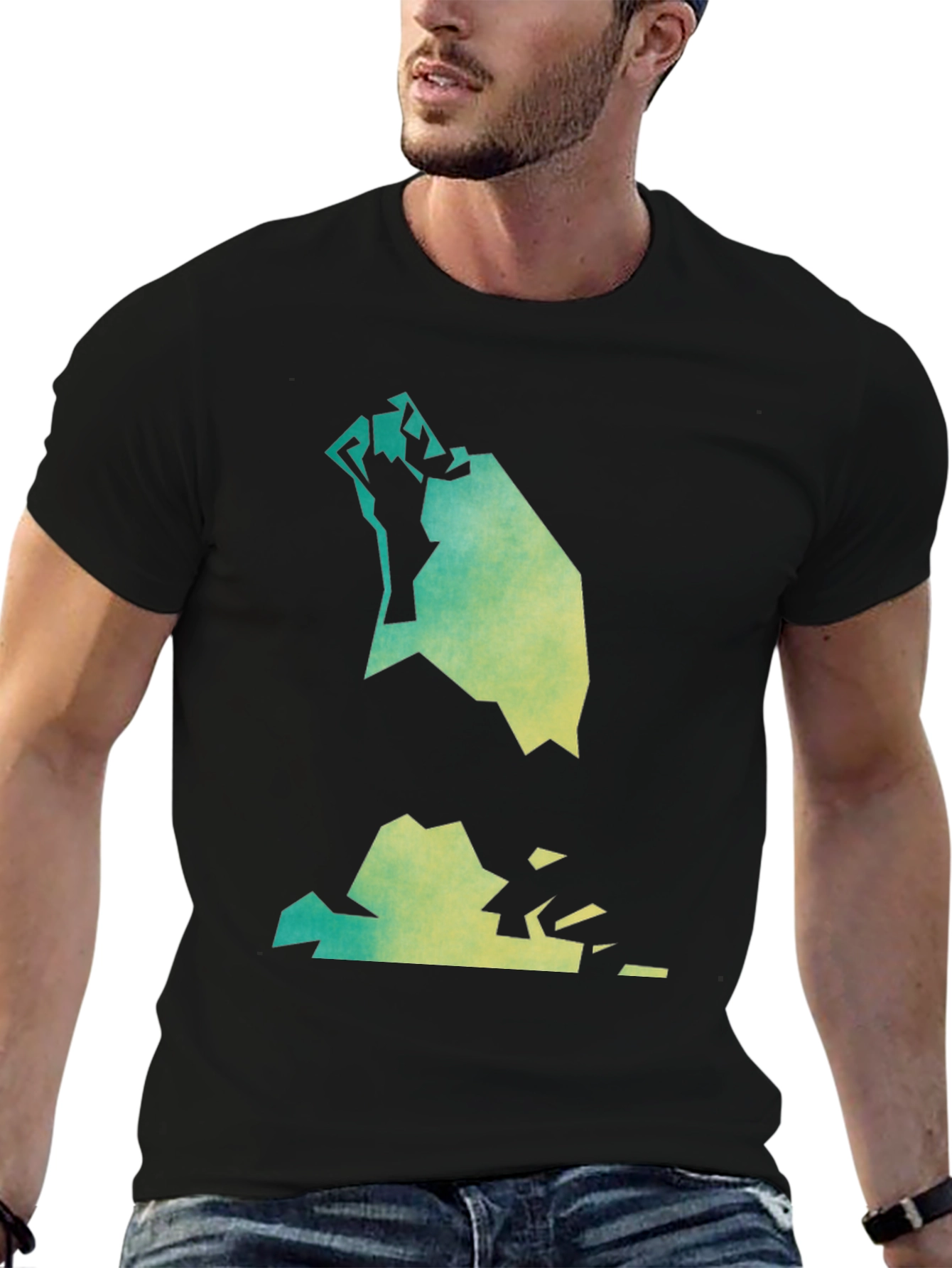 Black Abstract Graphic Tee - Black view 6