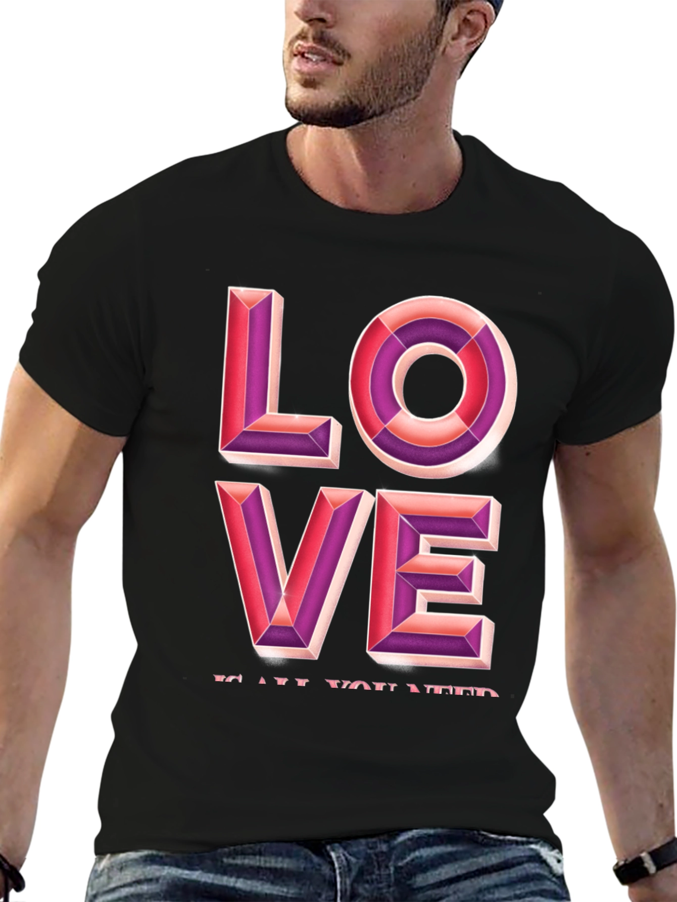 Black Love Graphic Tee - Black Casual T-Shirt view 6