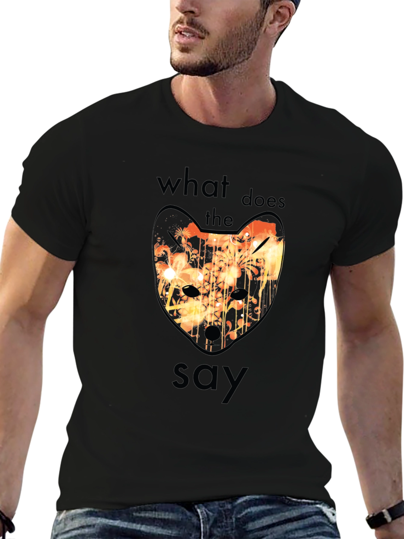 Black Fox Says T-Shirt - Unique Design view 6
