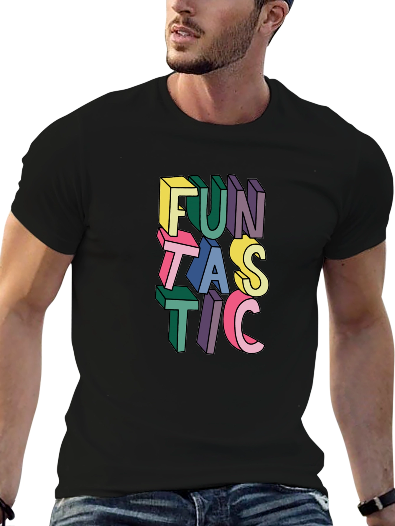 Black Fun Tastic Graphic T-Shirt - Bold Colorful Design view 6