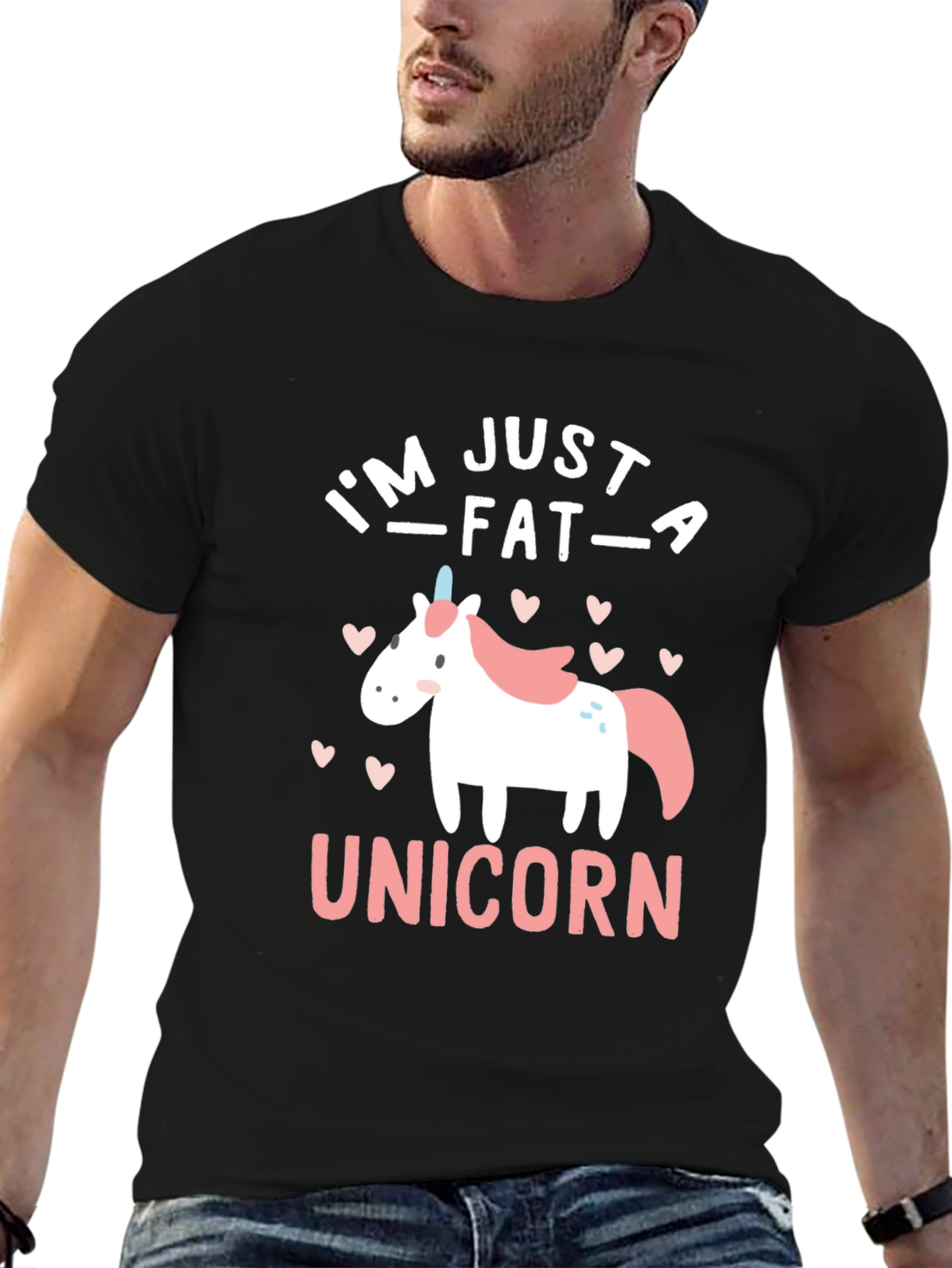 Black I'm Just A Fat Unicorn Graphic T-Shirt view 6