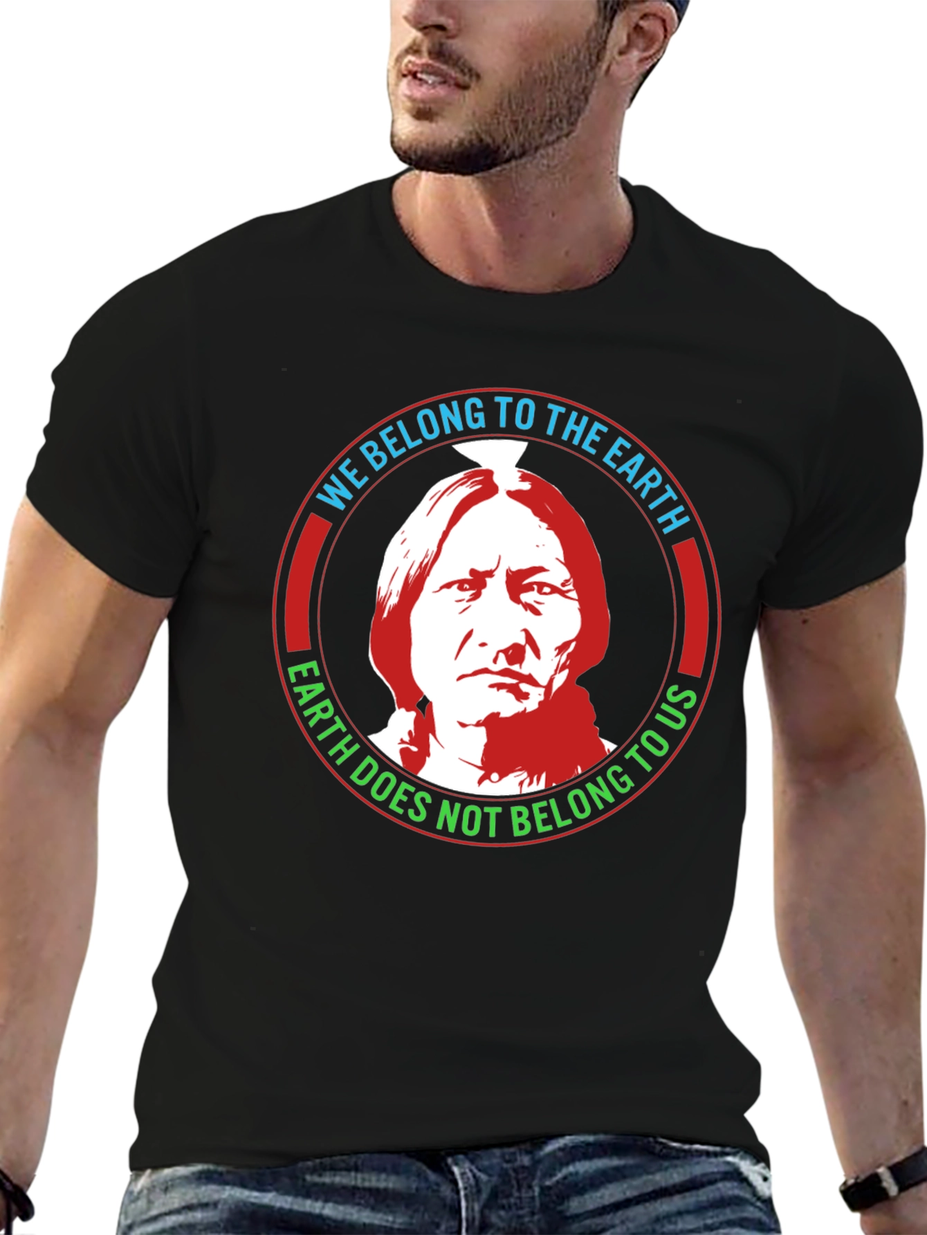 Black Native American Earth Belonging T-Shirt view 6