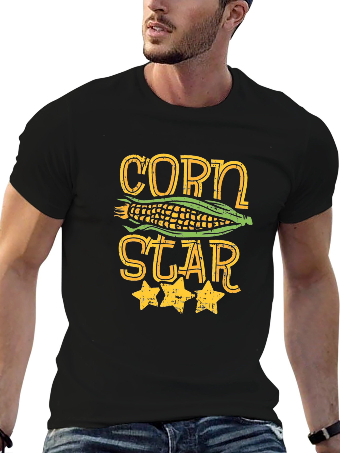 Black Corn Star Graphic Tee - Funny Foodie T-Shirt view 6