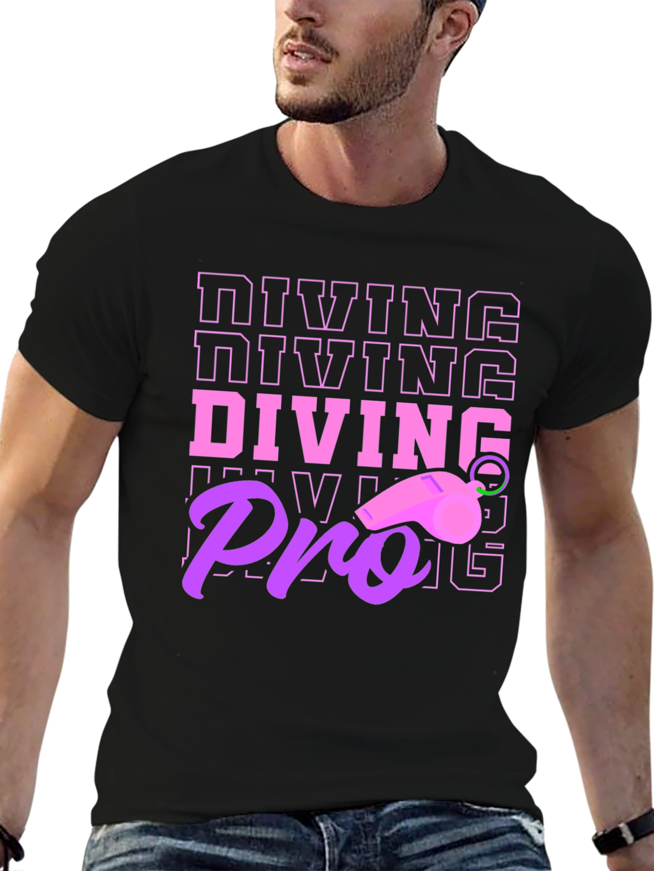 Black Diving Pro T-Shirt - Unique Design view 6