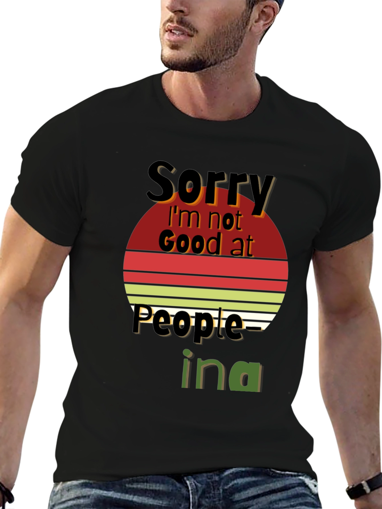 Black Sorry I'm Not Good at People Graphic Tee view 6