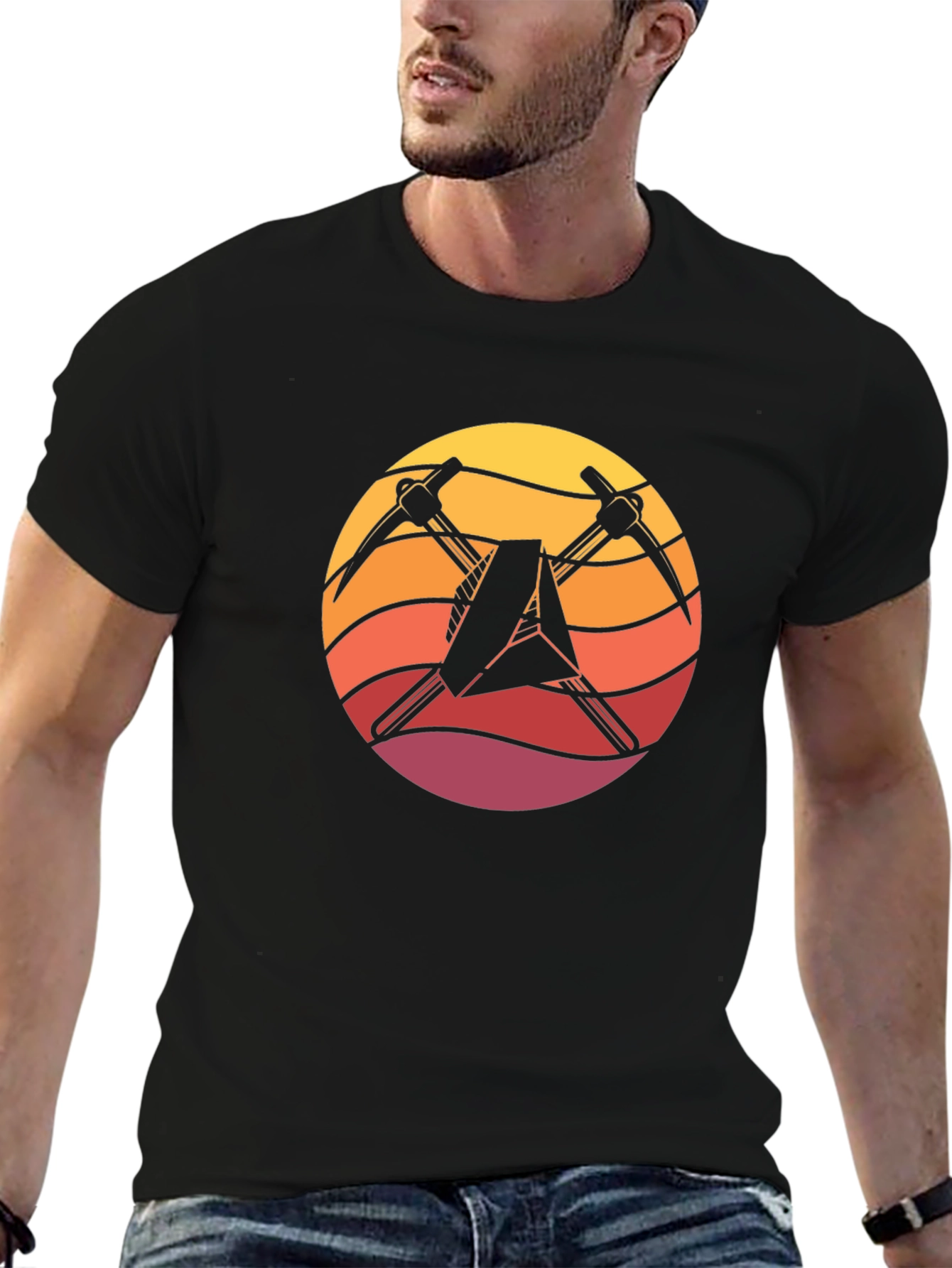 Black Sunset Miner T-Shirt - Black Cotton Blend view 6