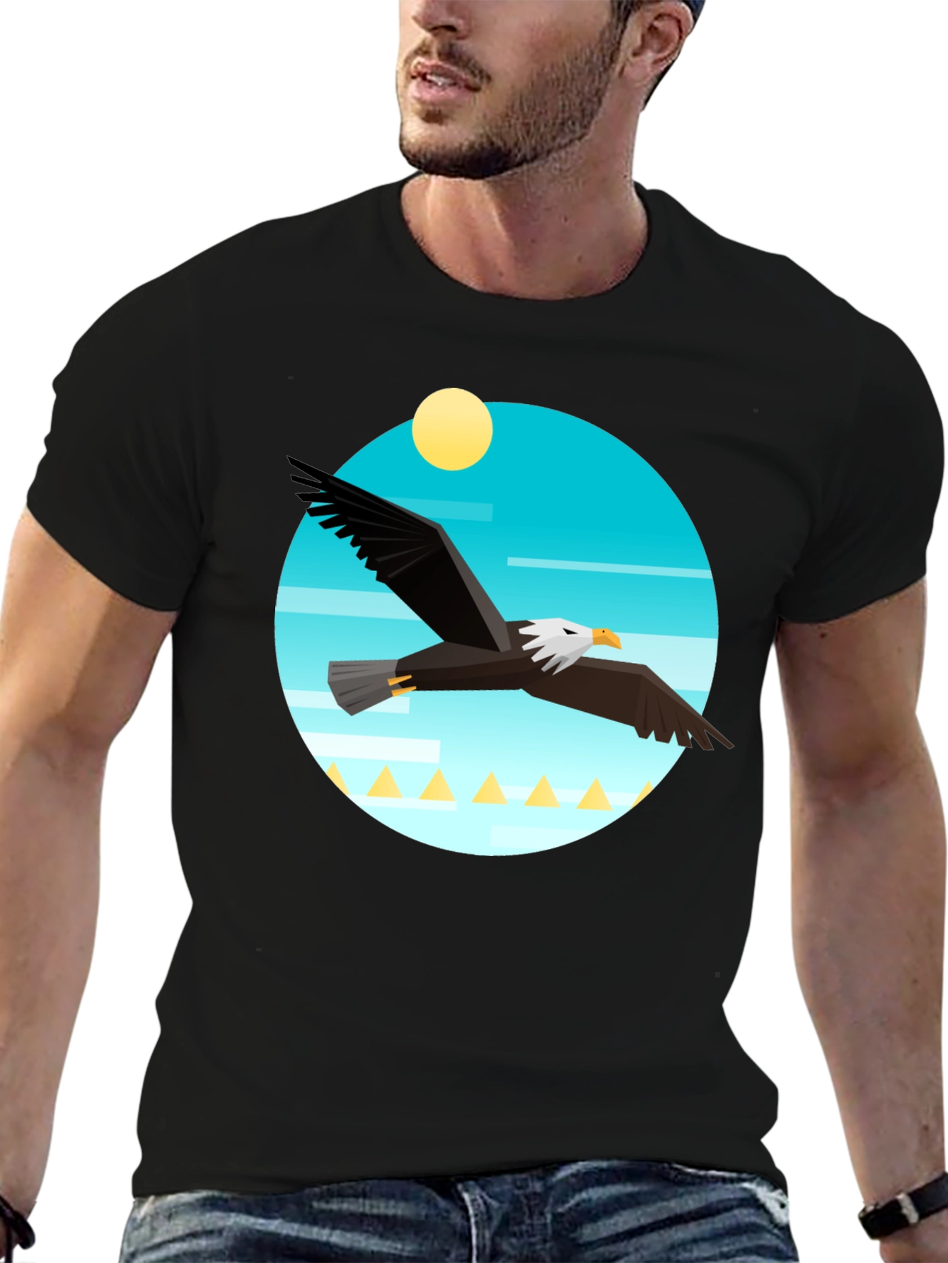 Black Eagle Graphic Tee - Men's Black Crew Neck T-Shirt view 6