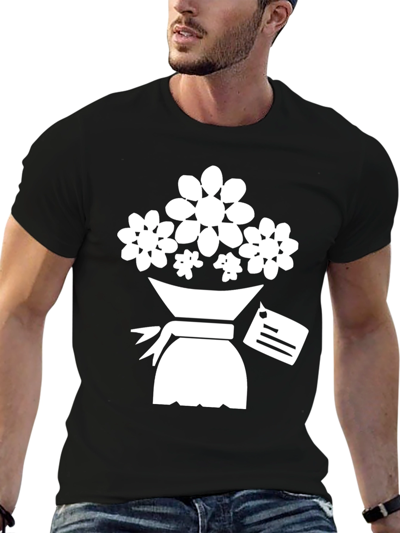 Black Floral Bouquet Graphic Tee - Black view 6