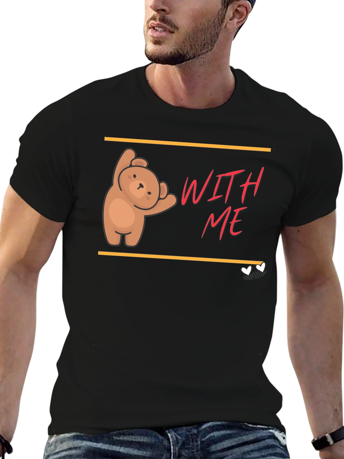 Black Cute Bear Graphic T-Shirt - With Me view 6