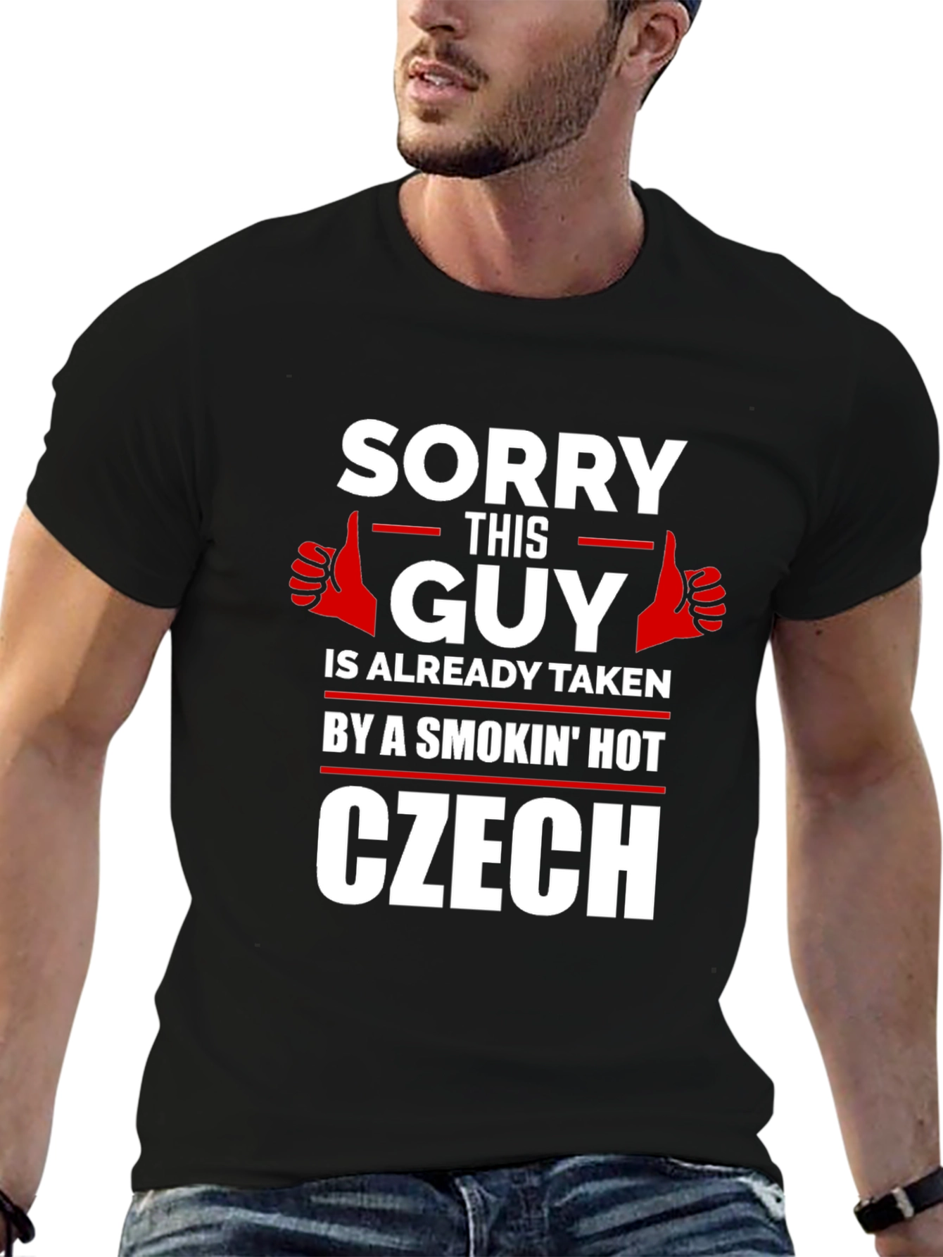 Black Sorry This Guy Is Taken Czech T-Shirt view 6