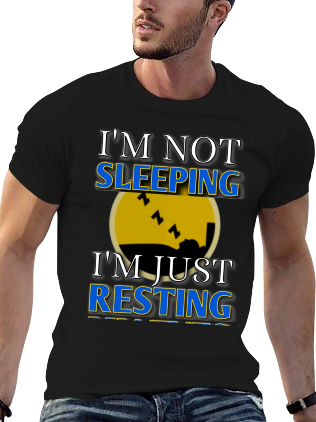 Black I'm Not Sleeping, I'm Resting Graphic T-Shirt view 6