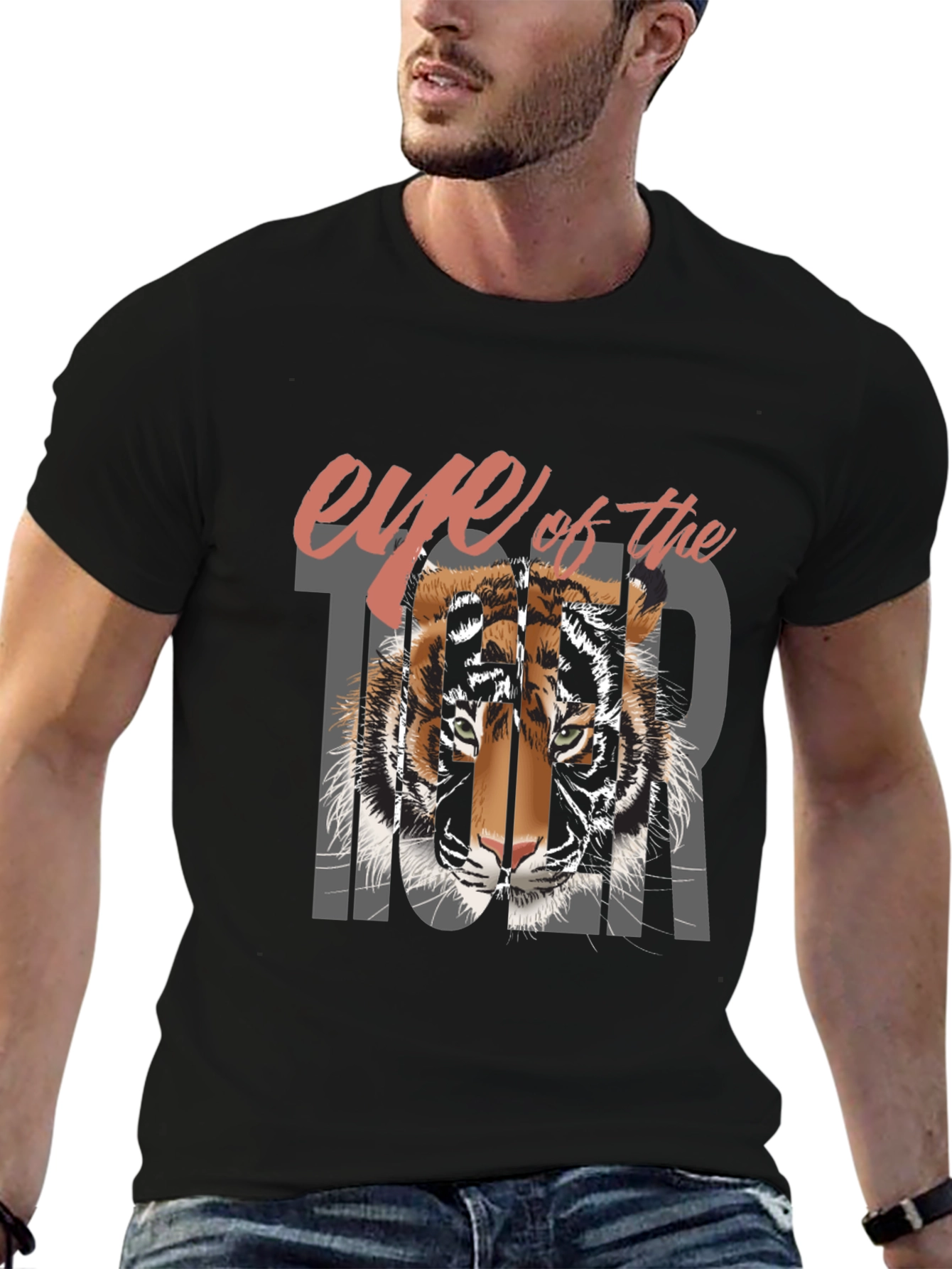 Black Eye of the Tiger Graphic Tee - Cool Casual Wear view 6