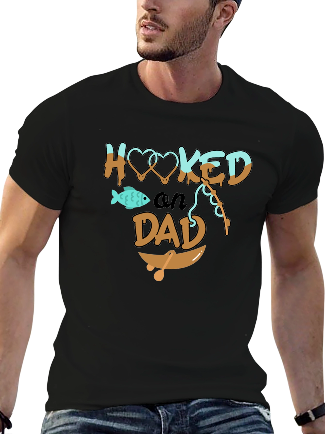 Black Hooked on Dad Graphic T-Shirt view 6