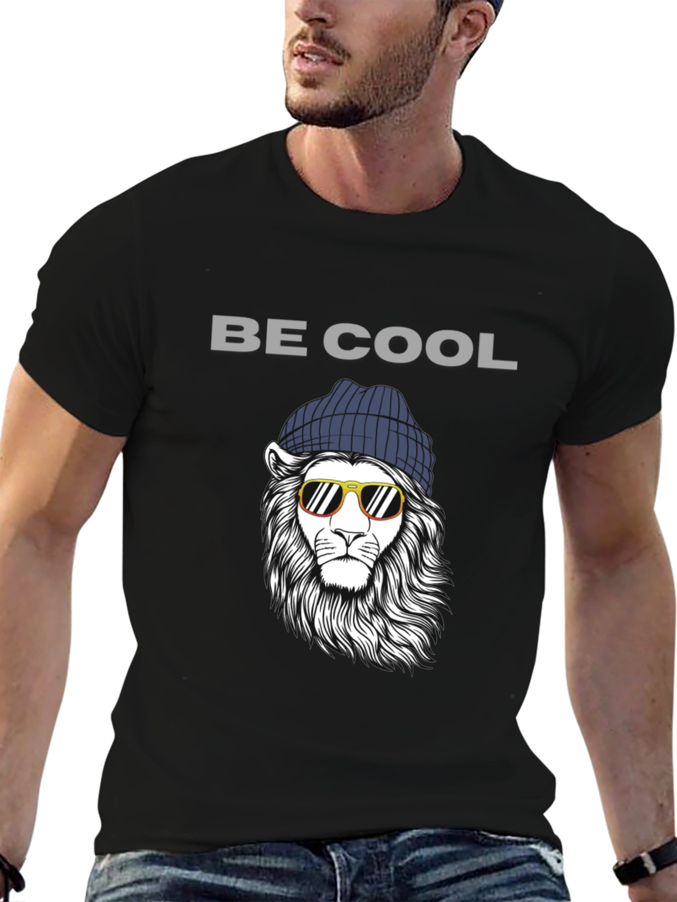Black Be Cool Lion Graphic Tee view 6