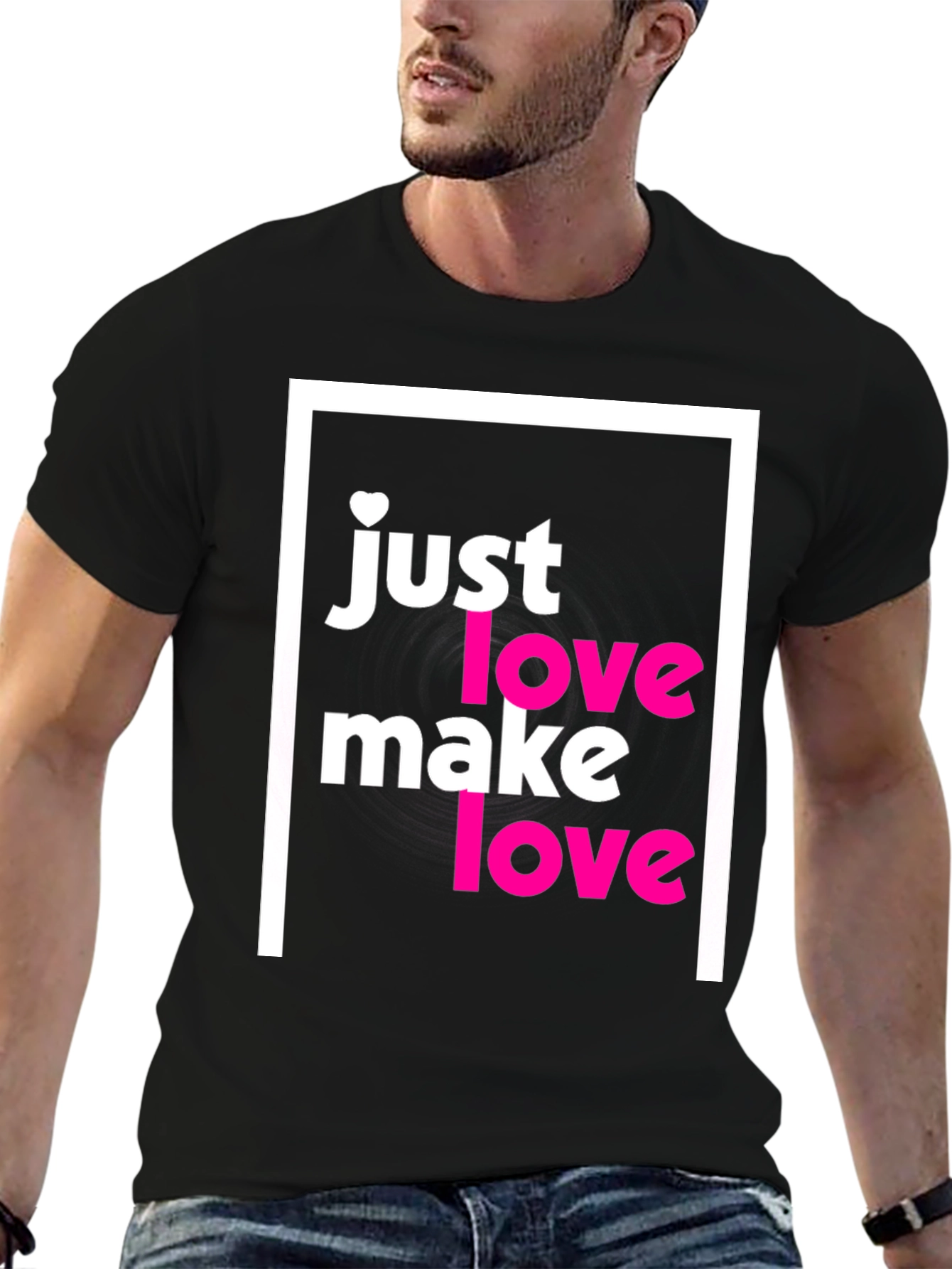 Black Just Make Love T-Shirt - Soft Cotton Tee view 6