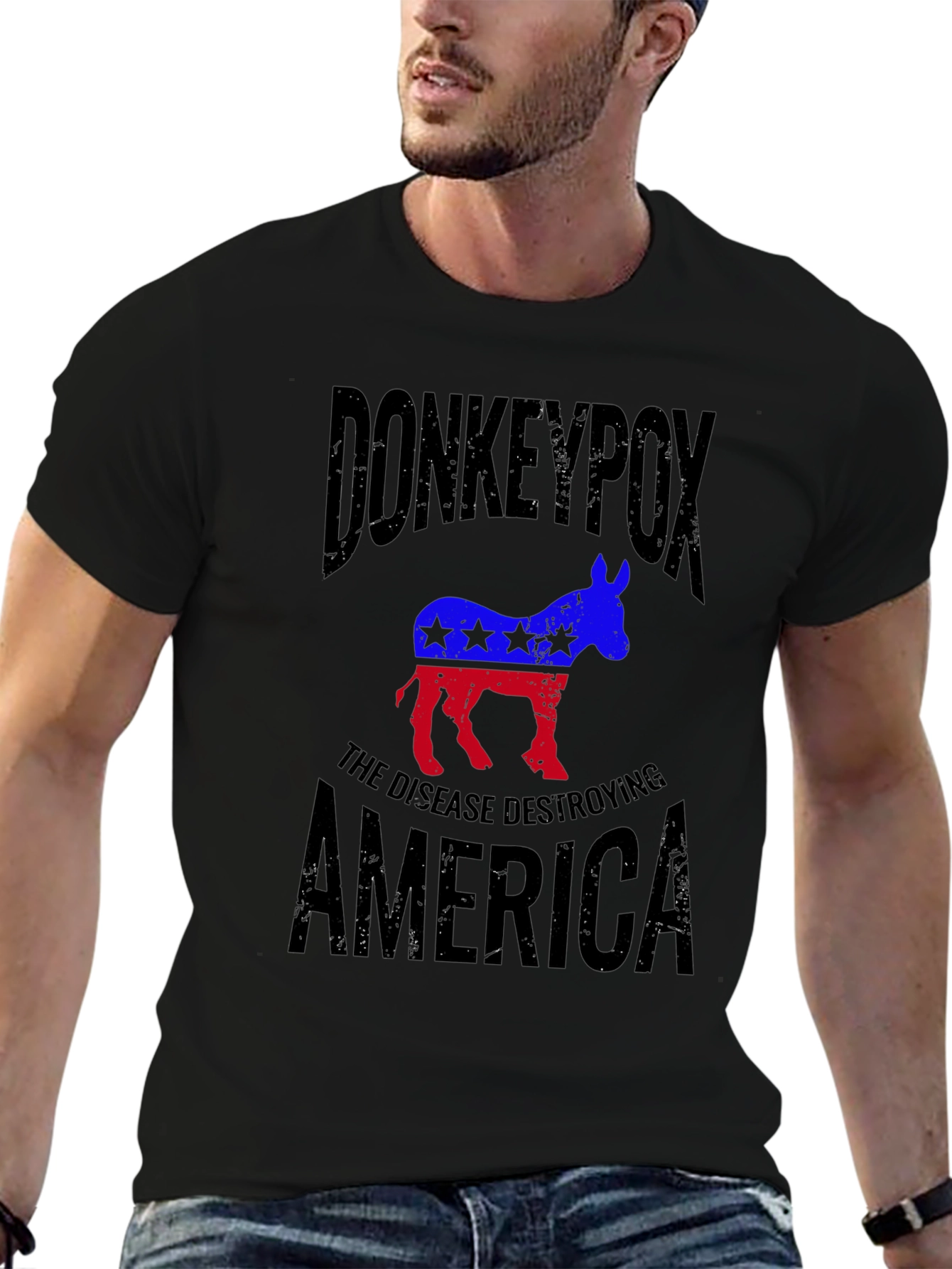 Black Donkeypox Graphic T-Shirt view 6