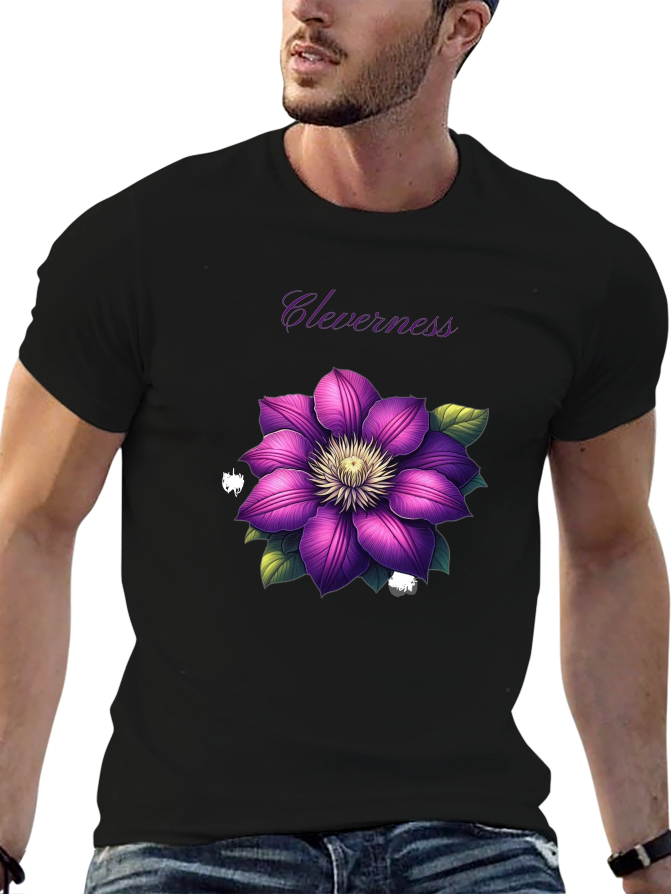 Black Cleverness Floral Graphic Black T-Shirt view 6