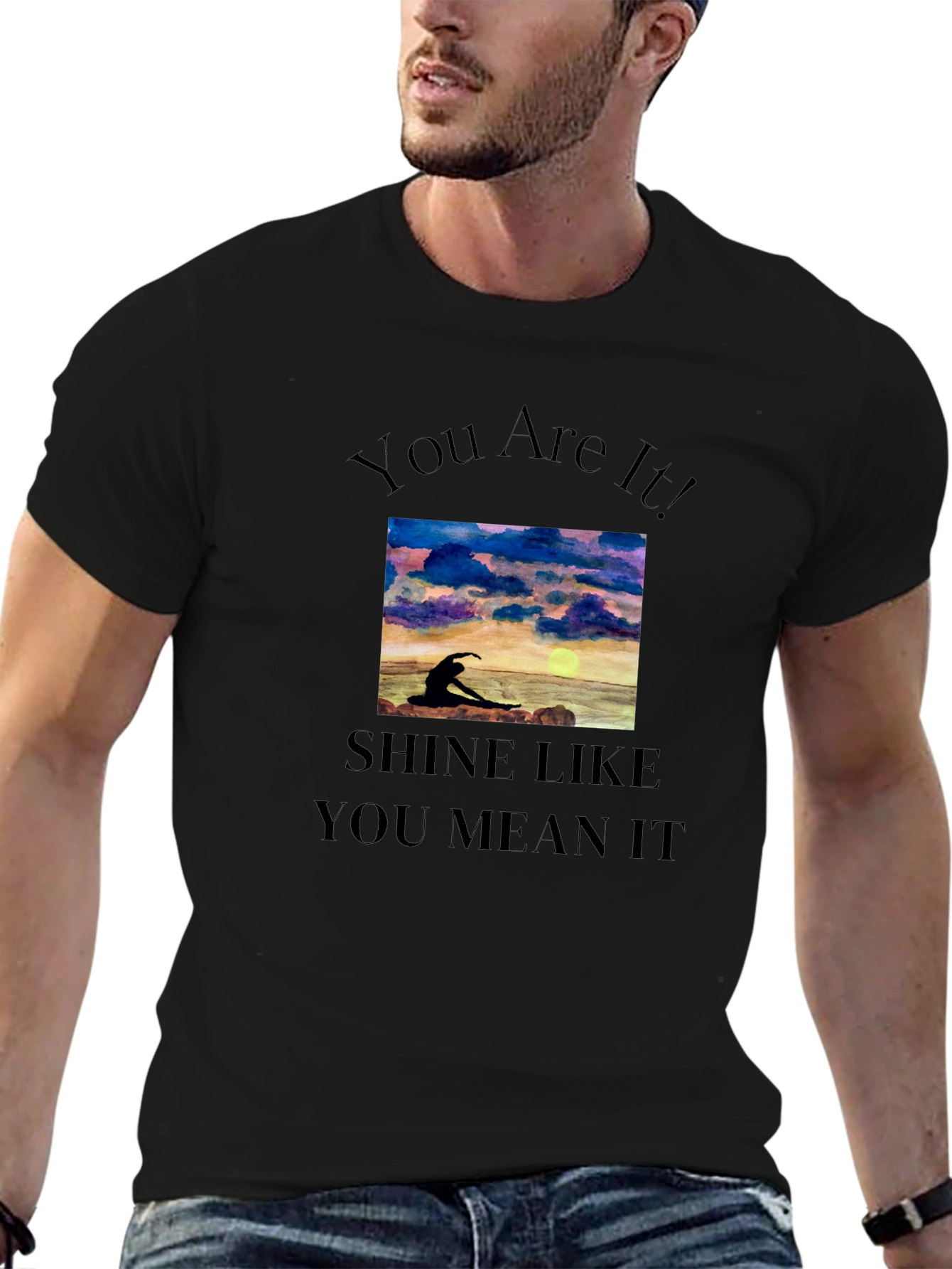 Black Inspirational Graphic Tee: You Are It! Shine Like You Mean It view 6