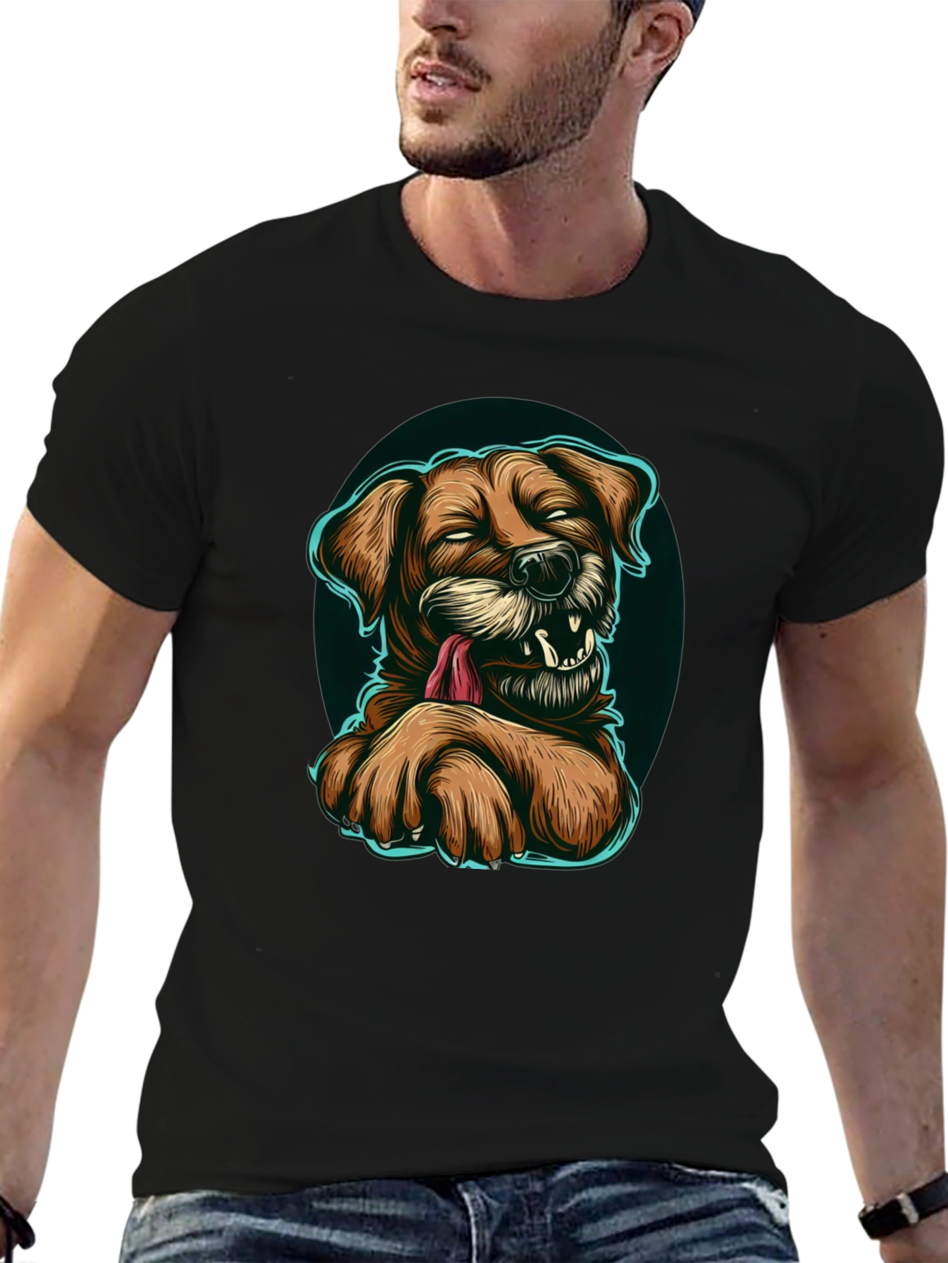 Black Funny Dog Graphic T-Shirt - Black view 6