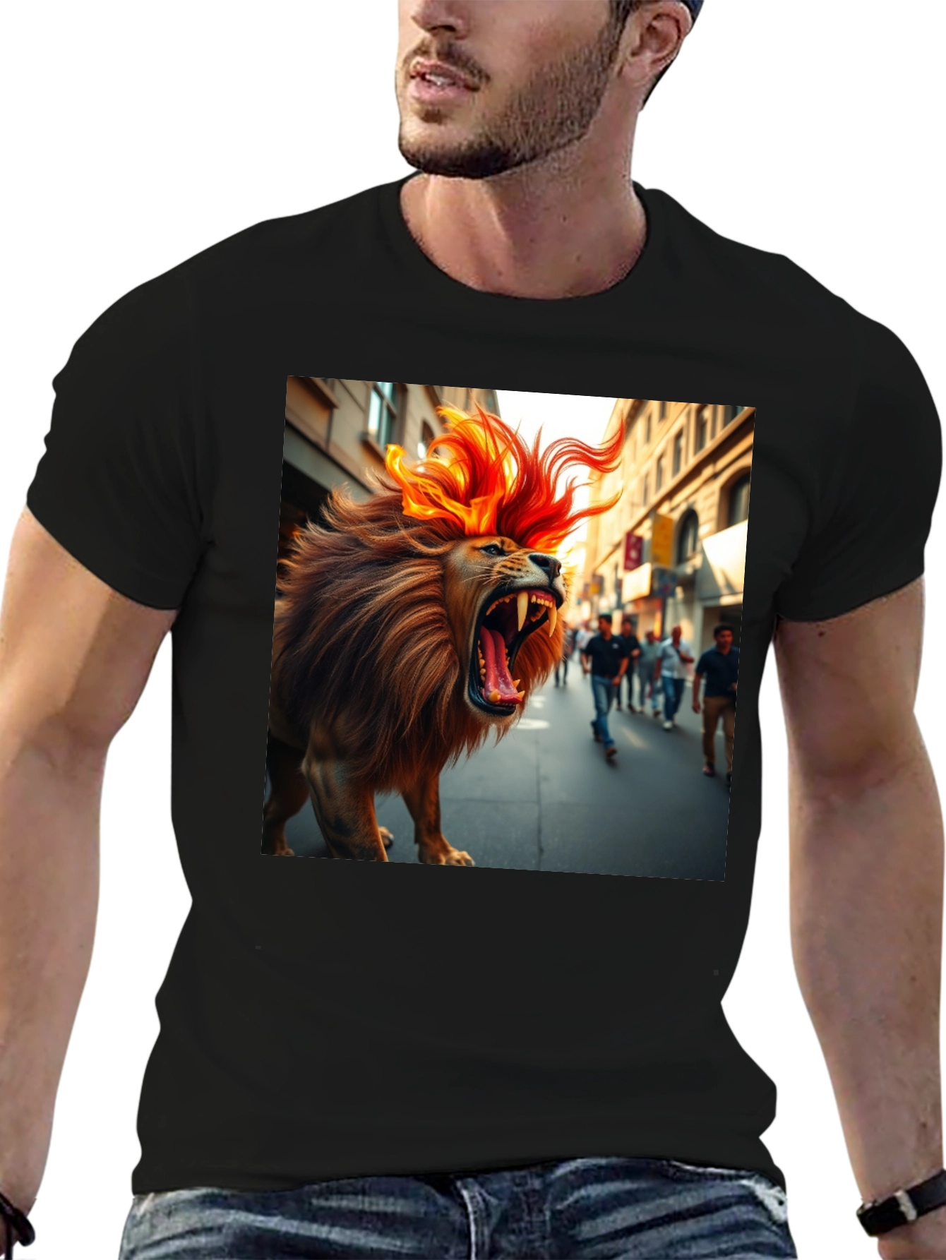 Black Roaring Lion Graphic Tee - Bold Streetwear view 6