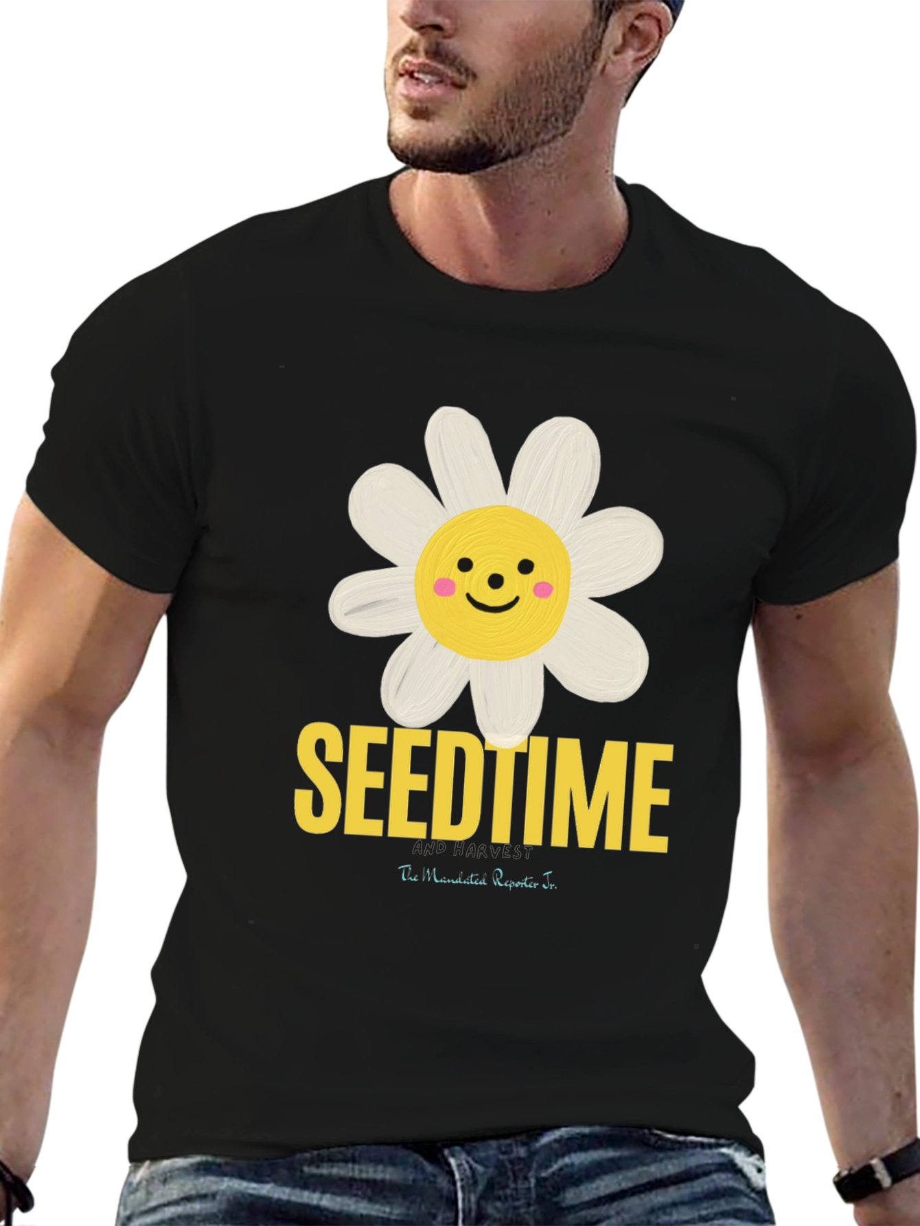 Black SeendTime Daisy Graphic T-Shirt, Black Cotton Blend view 6