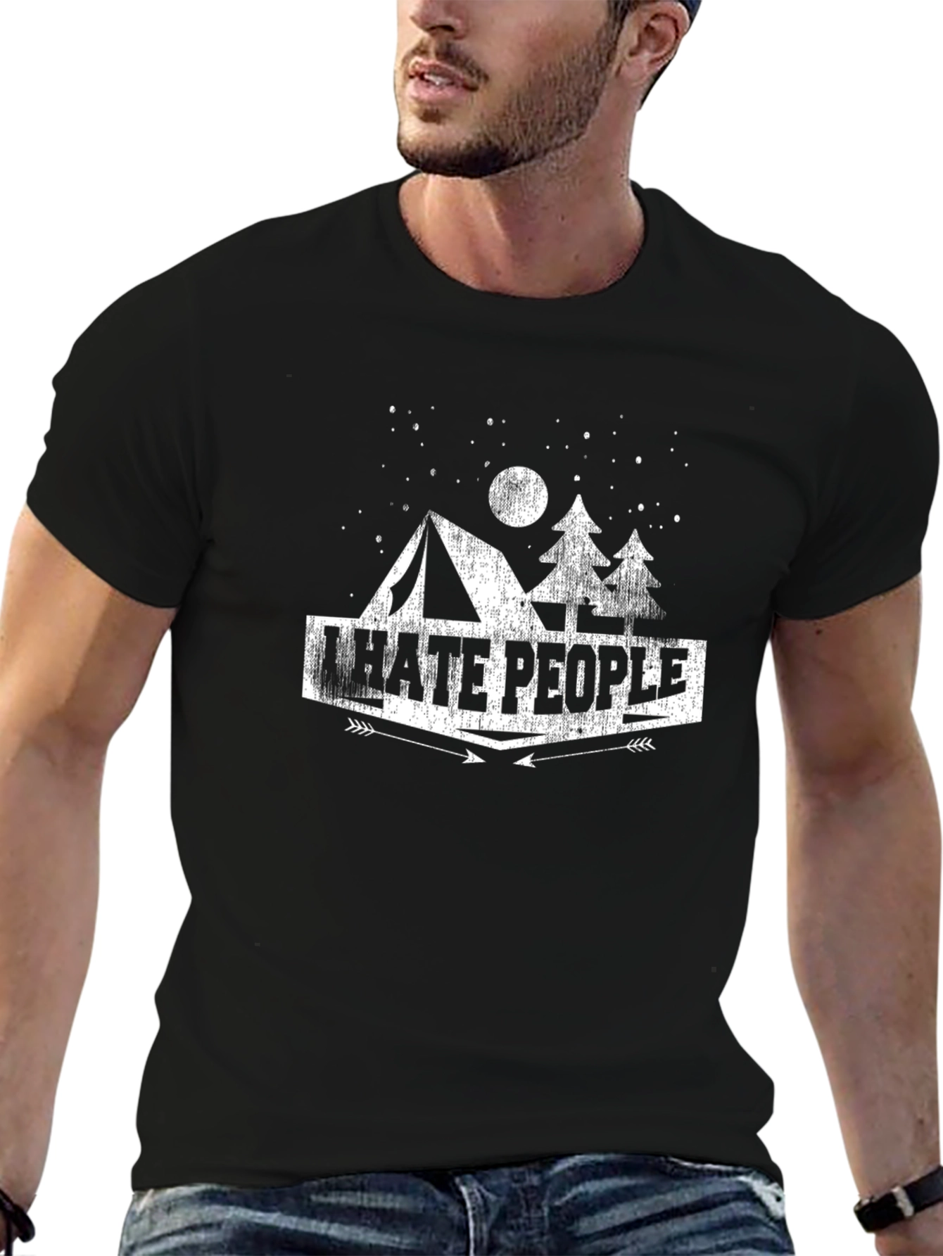 Black I Hate People Camping T-Shirt view 6