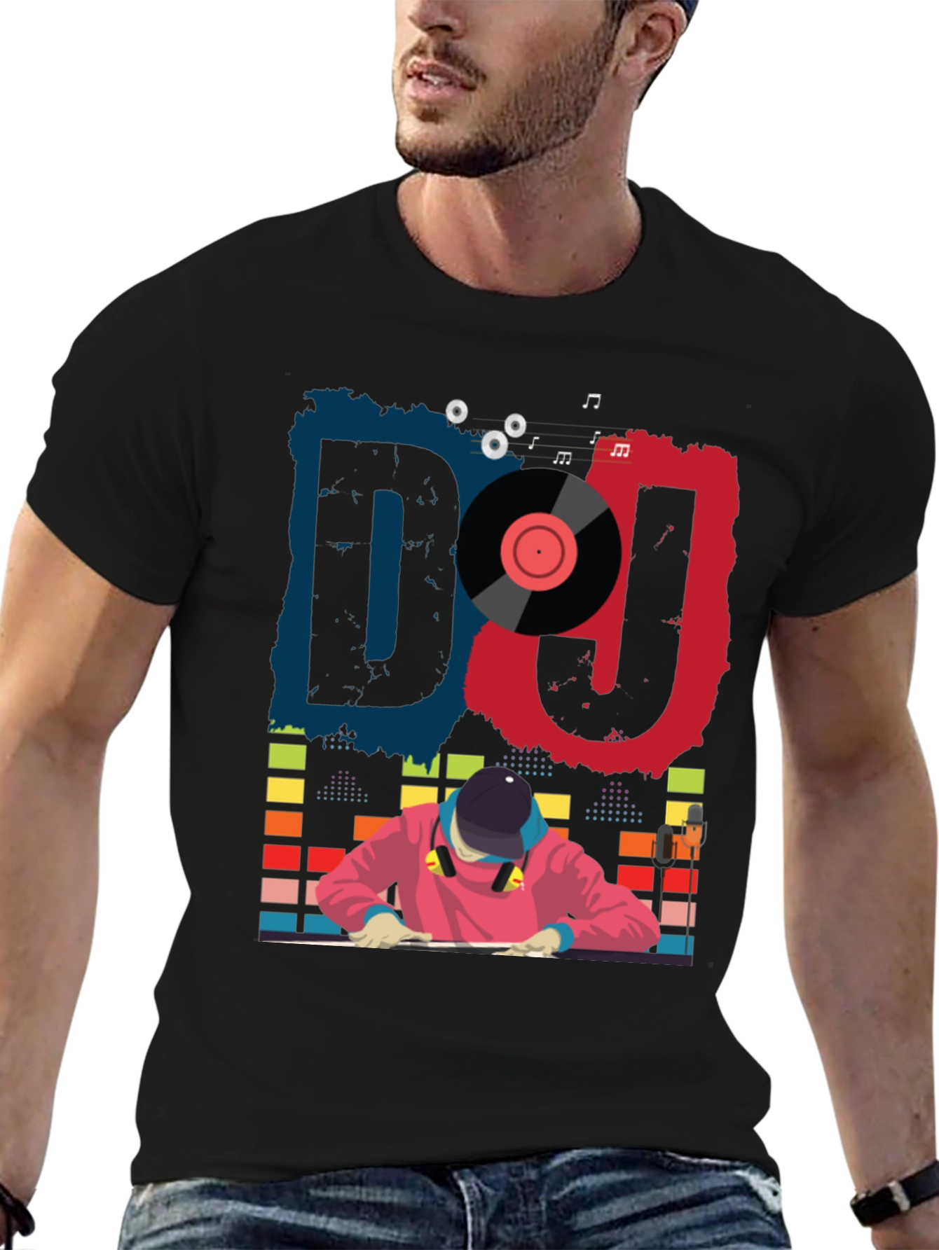 Black DJ Graphic Tee - Cool Music Lover T-Shirt view 6