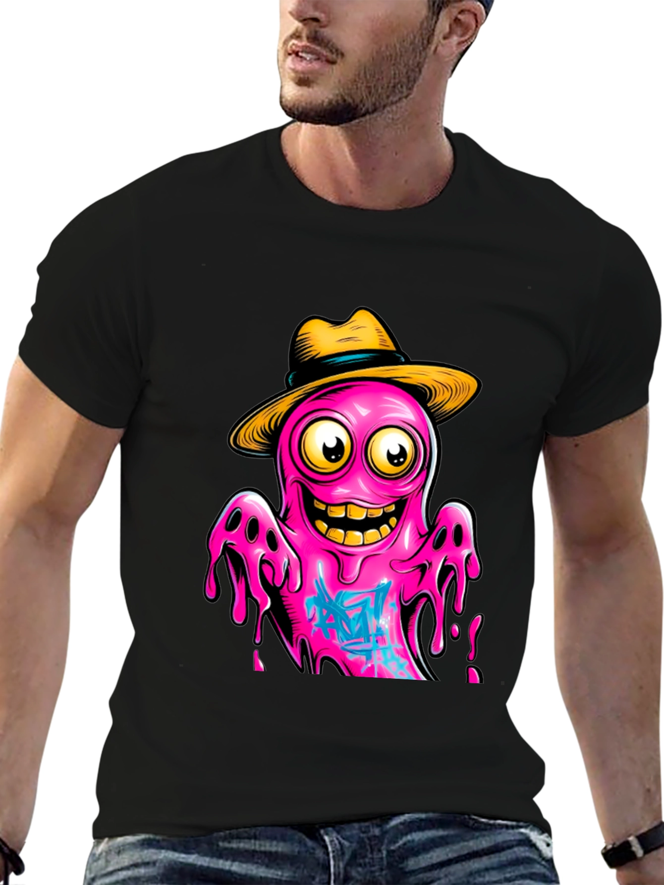 Black Cartoon Octopus T-Shirt - Funky Graphic Tee view 6