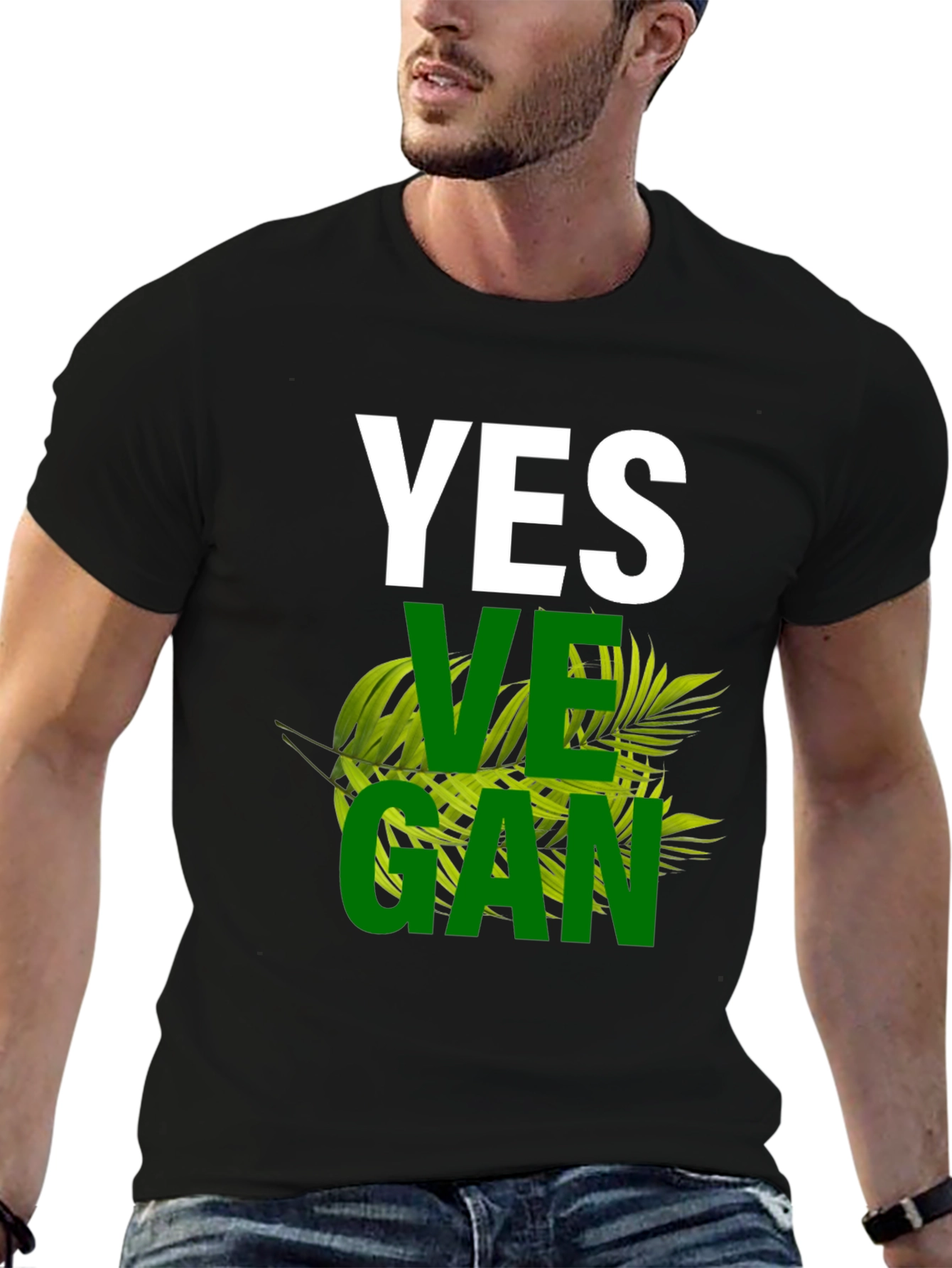 Black Yes Vegan Graphic T-Shirt view 6