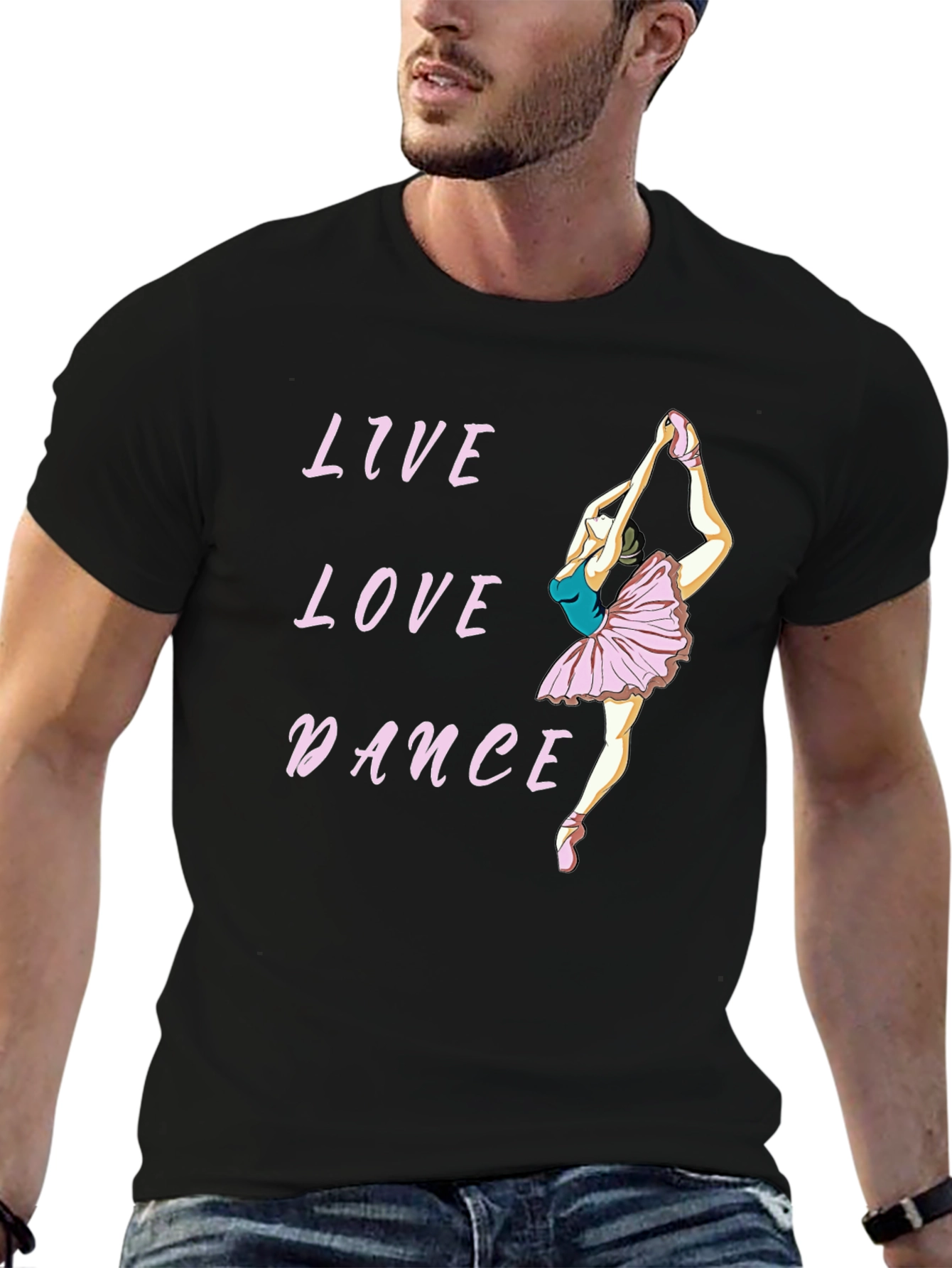 Black Live Love Dance Ballet T-Shirt - Black Cotton Tee view 6