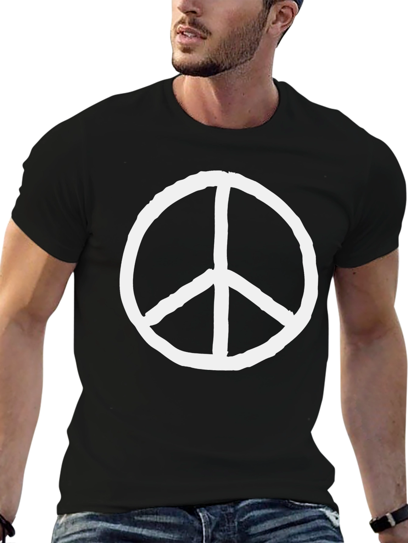 Black Peace Sign T-Shirt - Black Graphic Tee view 6