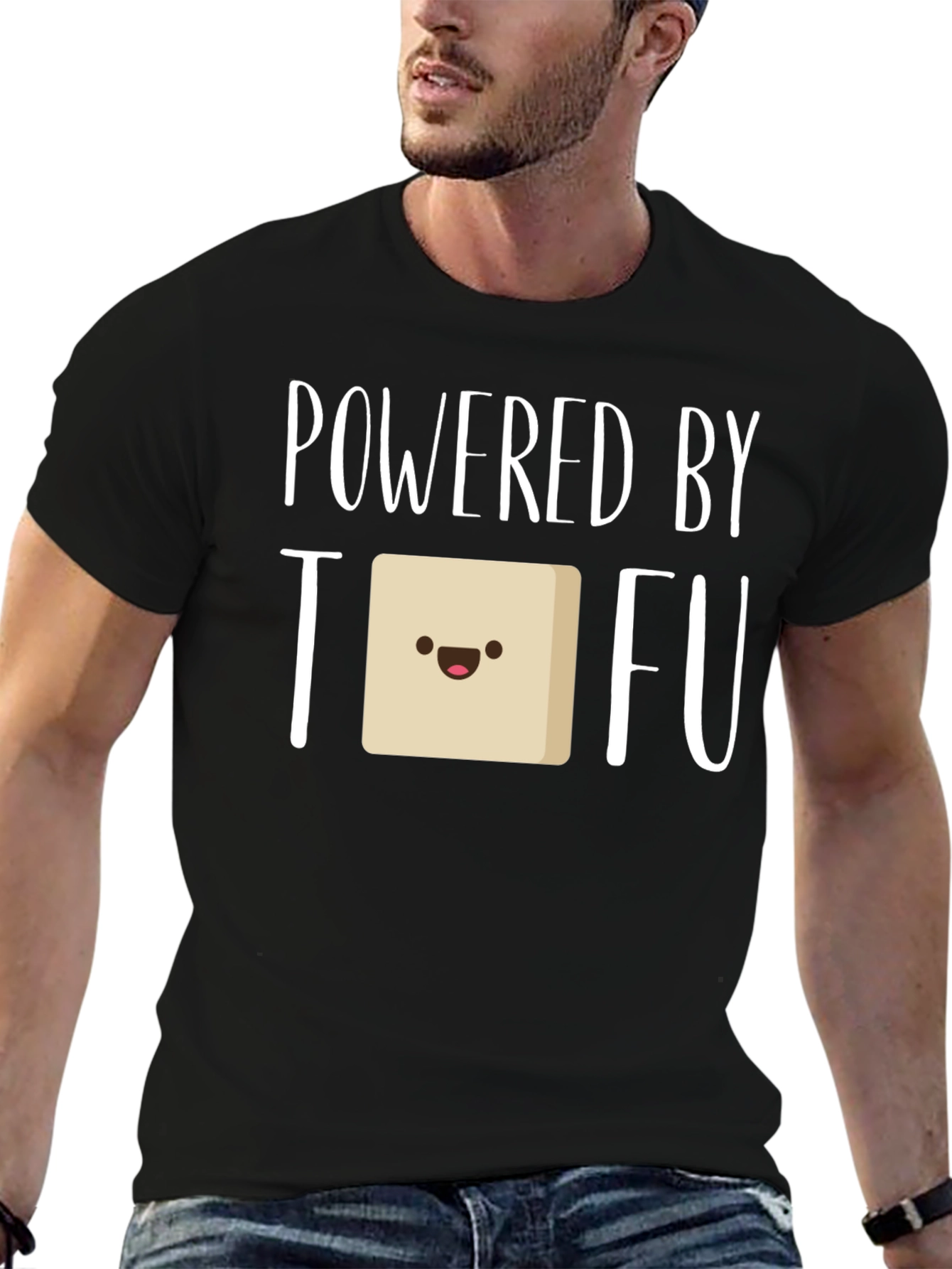Black Powered by Tofu Graphic Tee - Vegan Friendly view 6