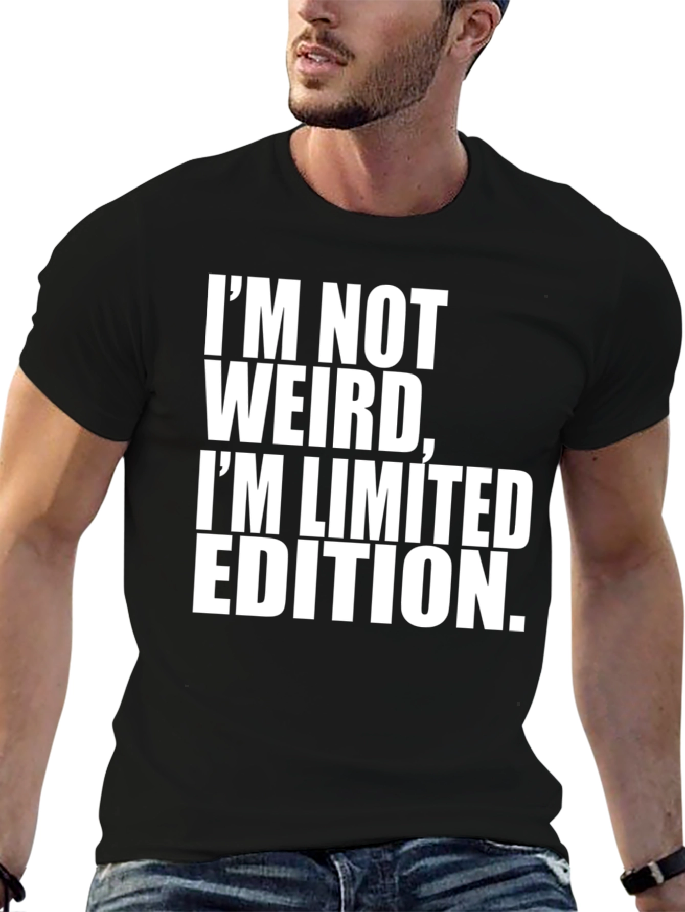 Black I'm Not Weird, I'm Limited Edition Men's Black T-Shirt view 6