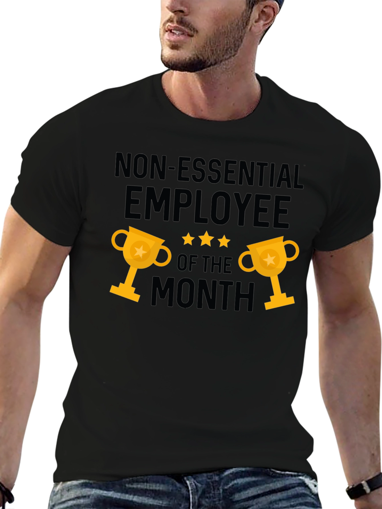 Black Non-Essential Employee of the Month Graphic Tee view 6